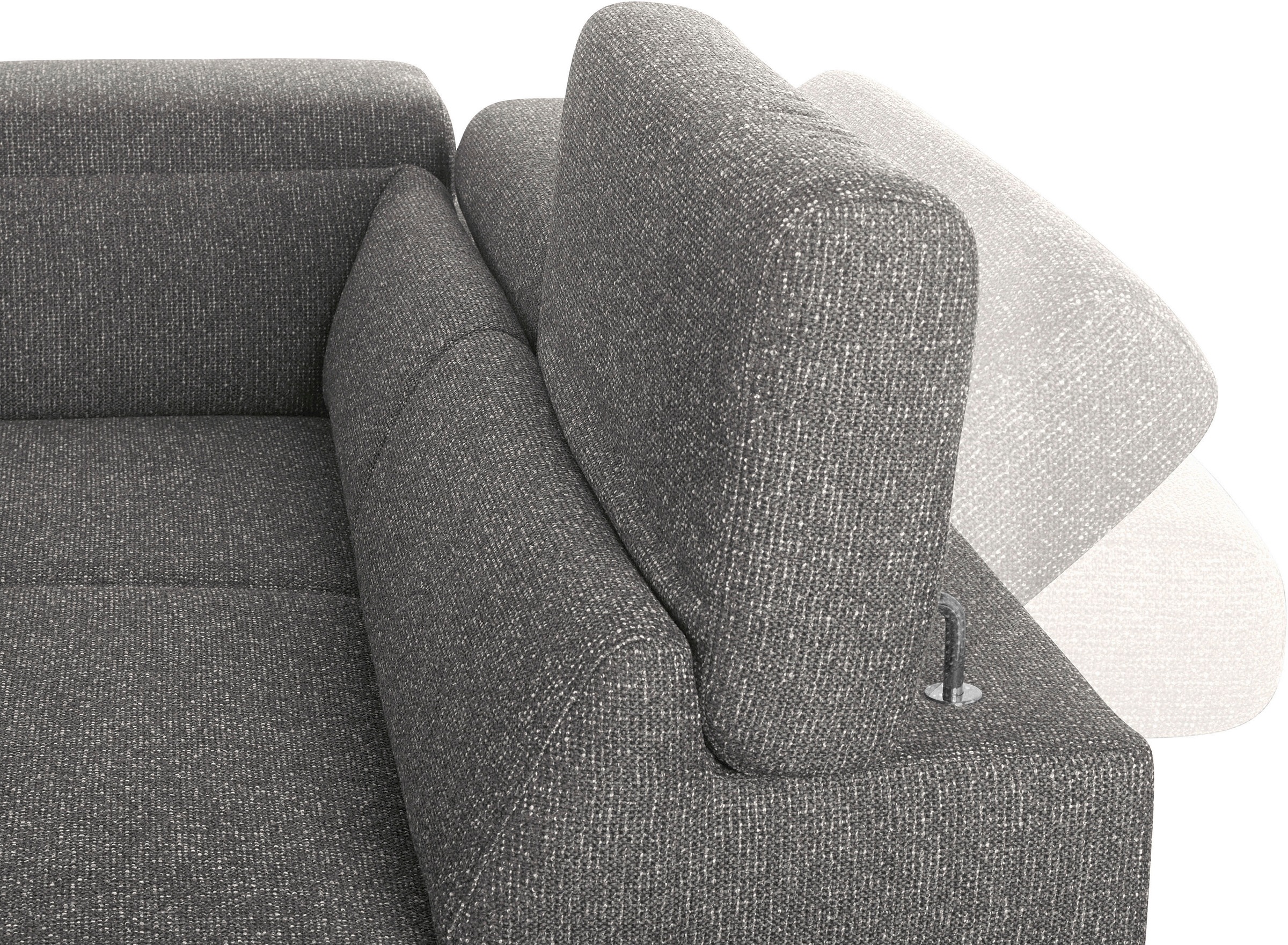 W.SCHILLIG Ecksofa »finn, Designsofa mit tollem Sitzkomfort, bequem, L-Form«, German Design Award 2016, Fußgestell Nussbaum natur, Breite 281 cm