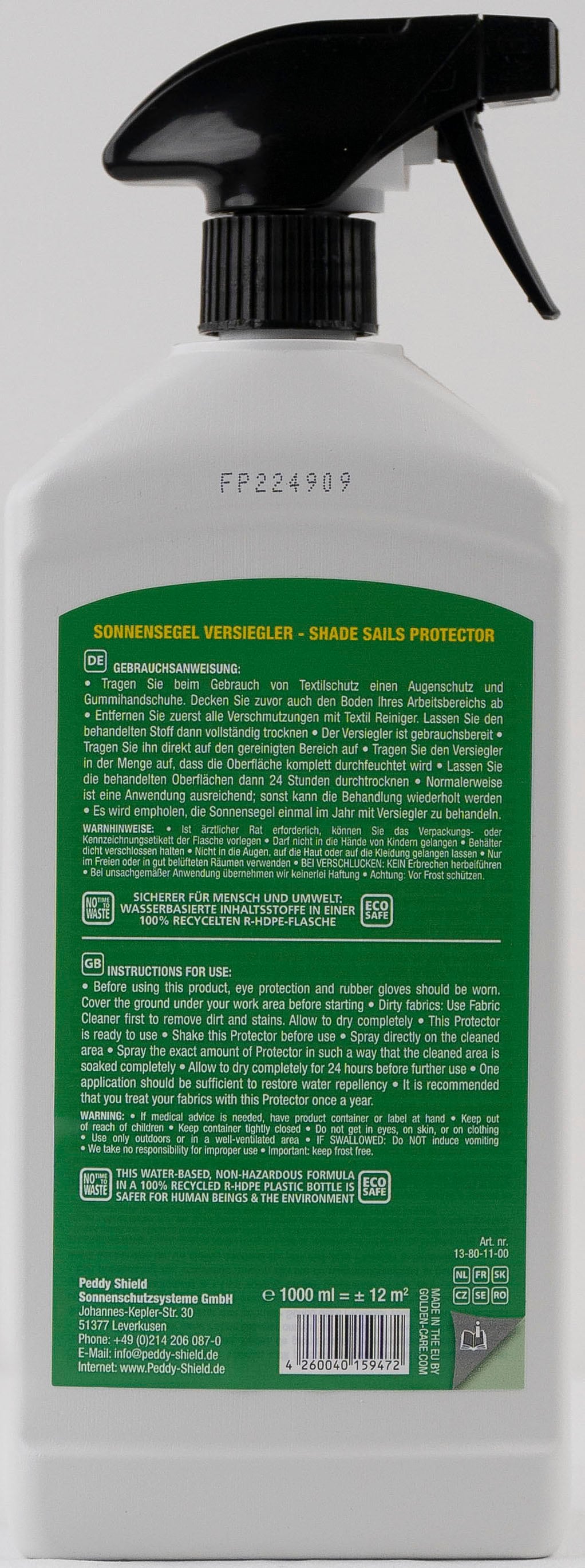 Peddy Shield Imprägnierspray »Sonnensegel-Versiegler«, für Sonnensegel