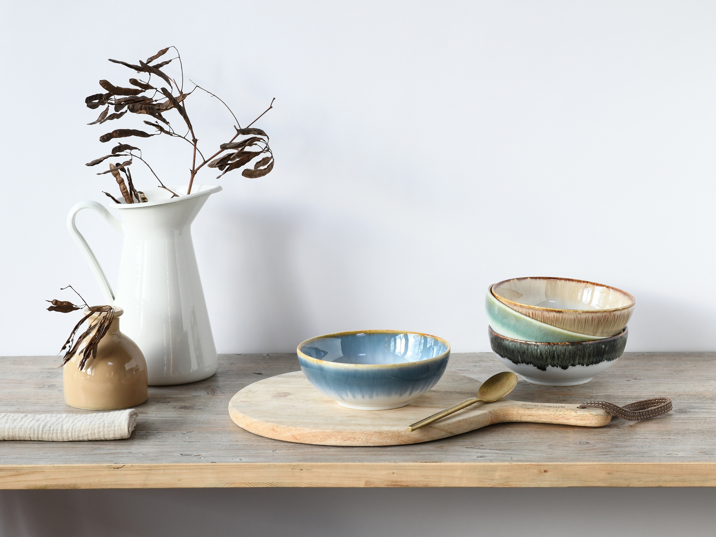 CreaTable Schale »Cascade, Smoothie Bowl 16 cm 4-tlg« 4 Stk. aus Steinzeug Rekativglasur, Healthy Food