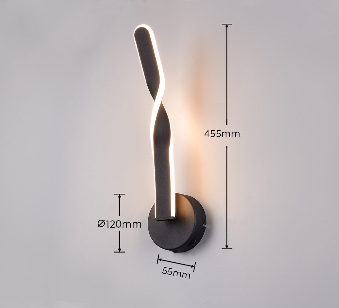 REALITY Leuchten LED Wandleuchte »GINKO, LED Wandlampe mit Schalter, 11W 1250 Lumen 3000K warmweiß« LED-Board 1 Stk. Warmweiß On/Off Kippschalter, elegant geschwungene LED Elemente Höhe 45,5cm