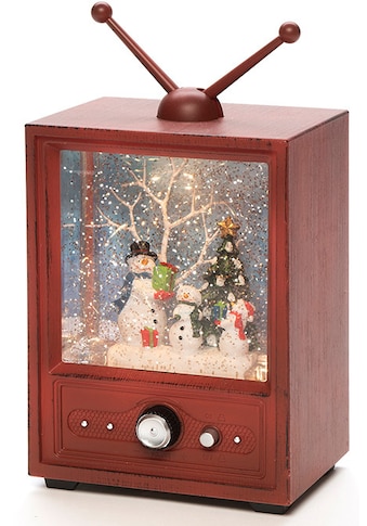 LED Laterne »Fernseher mit 3 Schneemännern, Weihnachtsdeko«