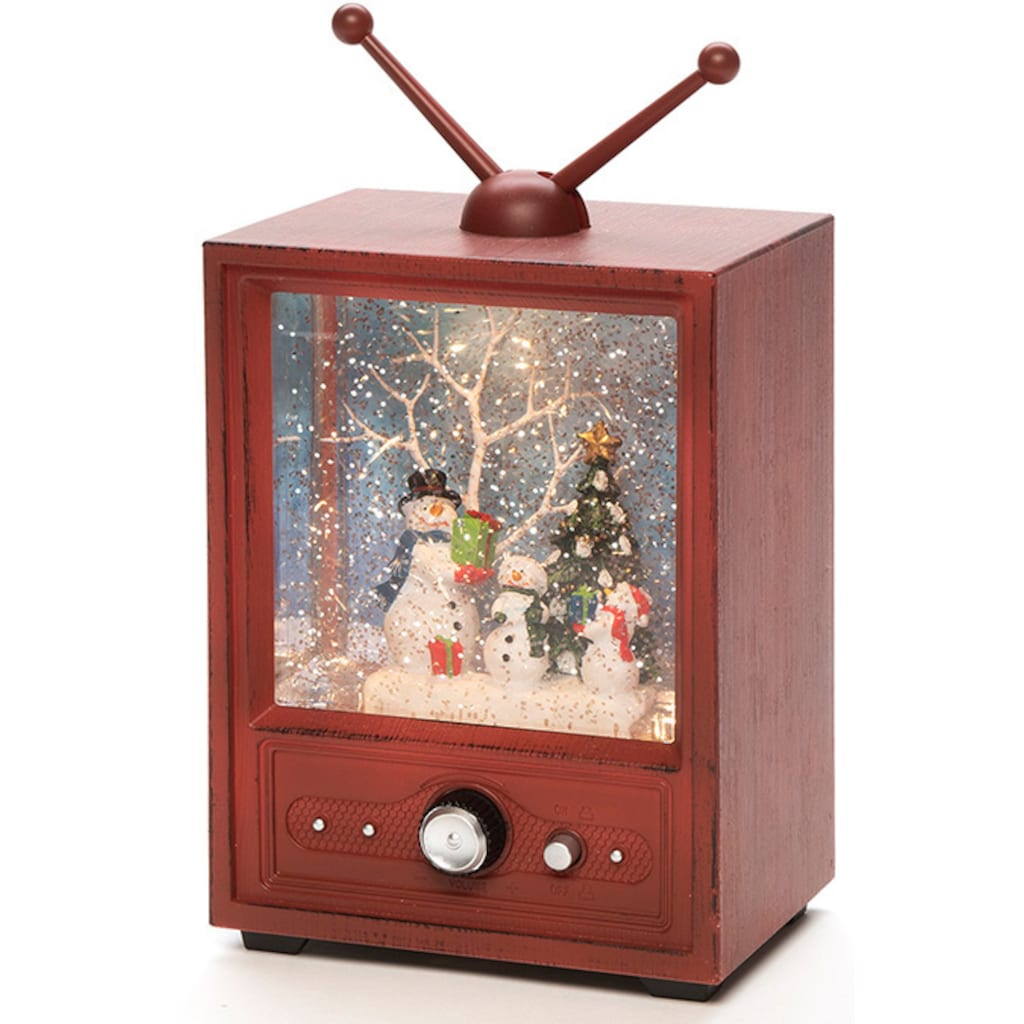 KONSTSMIDE LED Laterne »Fernseher mit 3 Schneemännern, Weihnachtsdeko«