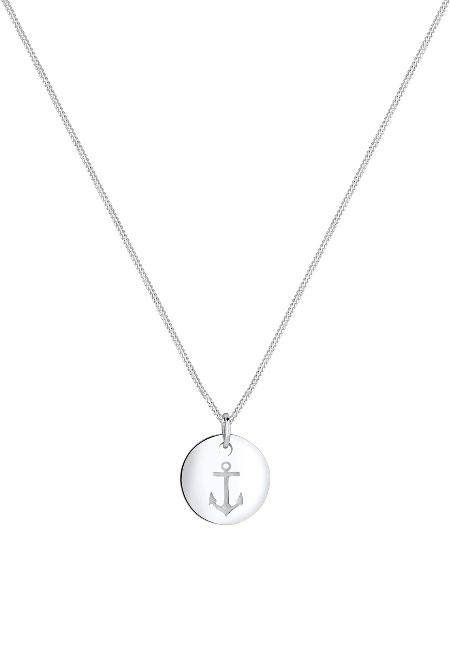 Elli Kette mit Anhänger »Halskette Anker Münze Maritim 925 Silber«