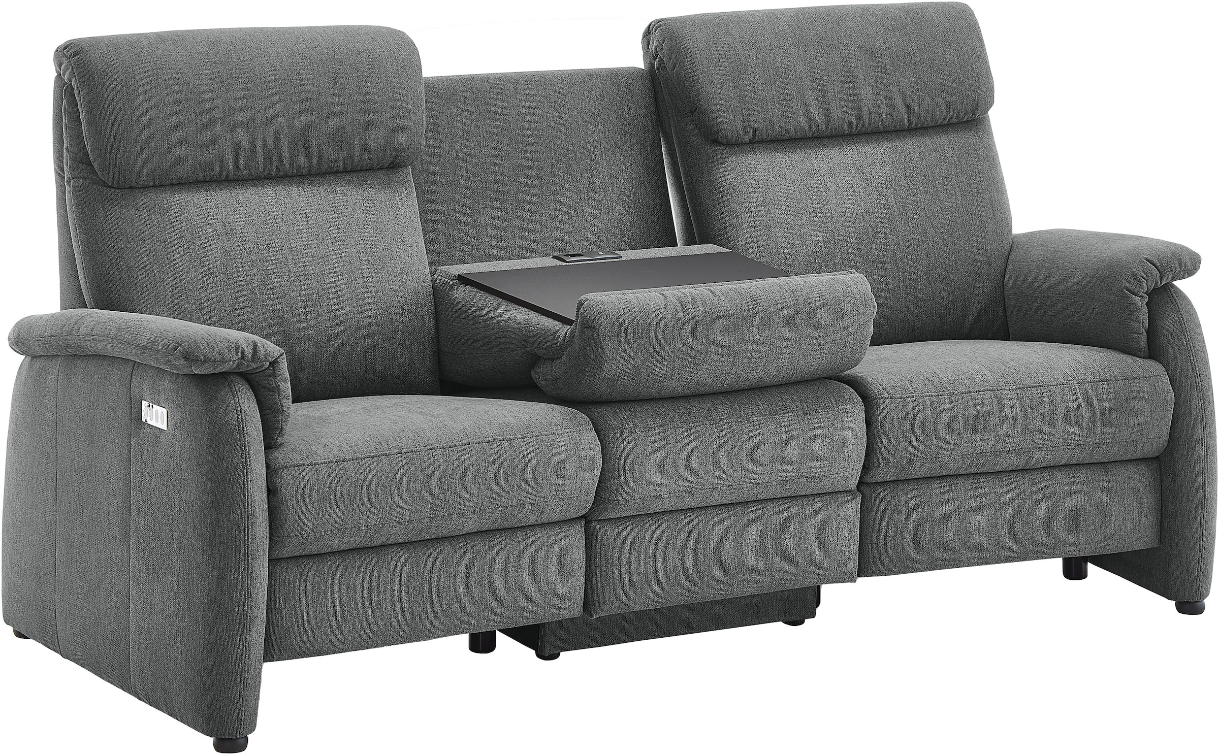 Home affaire Polstergarnitur »Turin, 2,5- & 3-Sitzer mit elektrischer Relaxfunktion« Set, 4 tlg. tlg. inkl. Tisch, USB & Steckdose, Federkern & pflegeleichtem Bezug