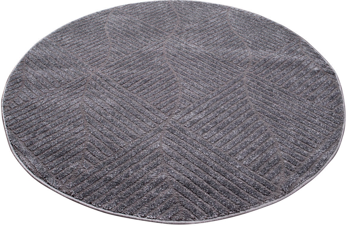 Carpet City Teppich »Friseé-Teppich FANCY 904«, rund, 12 mm Höhe, Kurzflor Wohnzimmer, Florale 3D-Optik, für Schlafzimmer, Flur