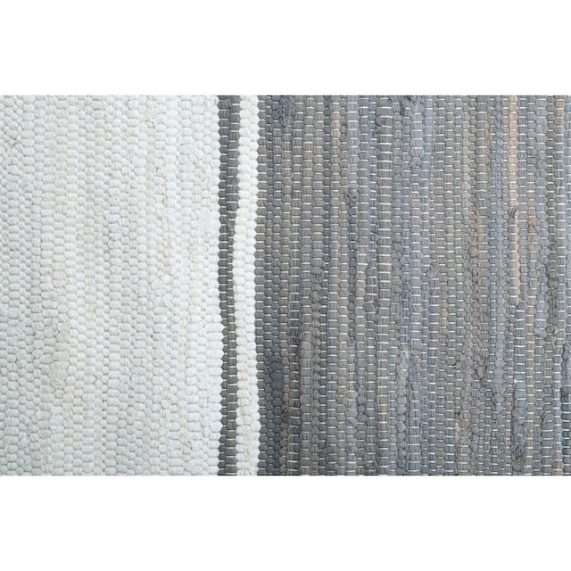 reine rechteckig, Fransen Teppich Baumwolle, mit handgewebt, gestreift, »Stripe Flachgewebe, Cotton«, THEKO