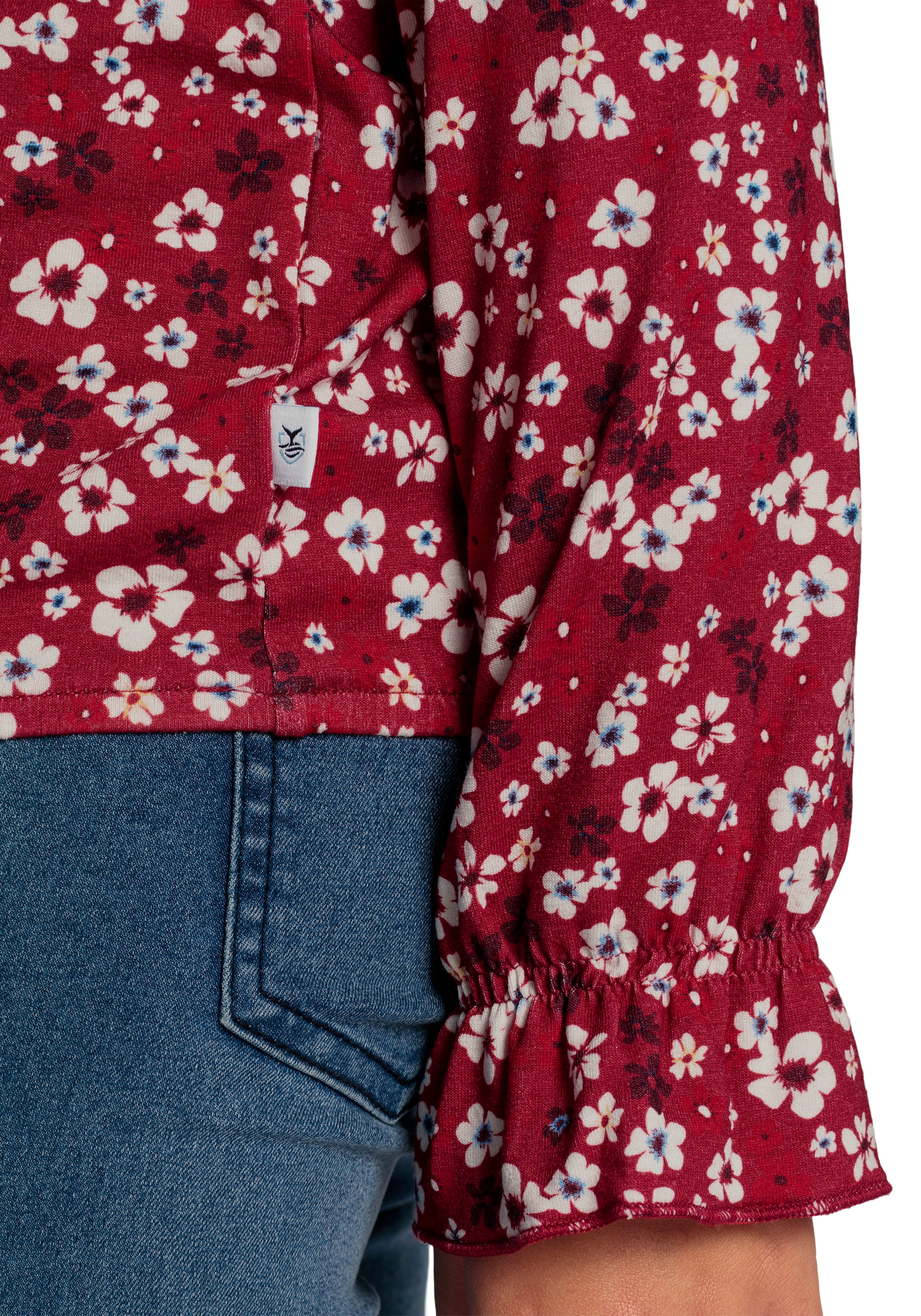 DELMAO Langarmshirt »für Mädchen«, langärmlig, bequem geschnitten, unifarben, mit V-Ausschnitt