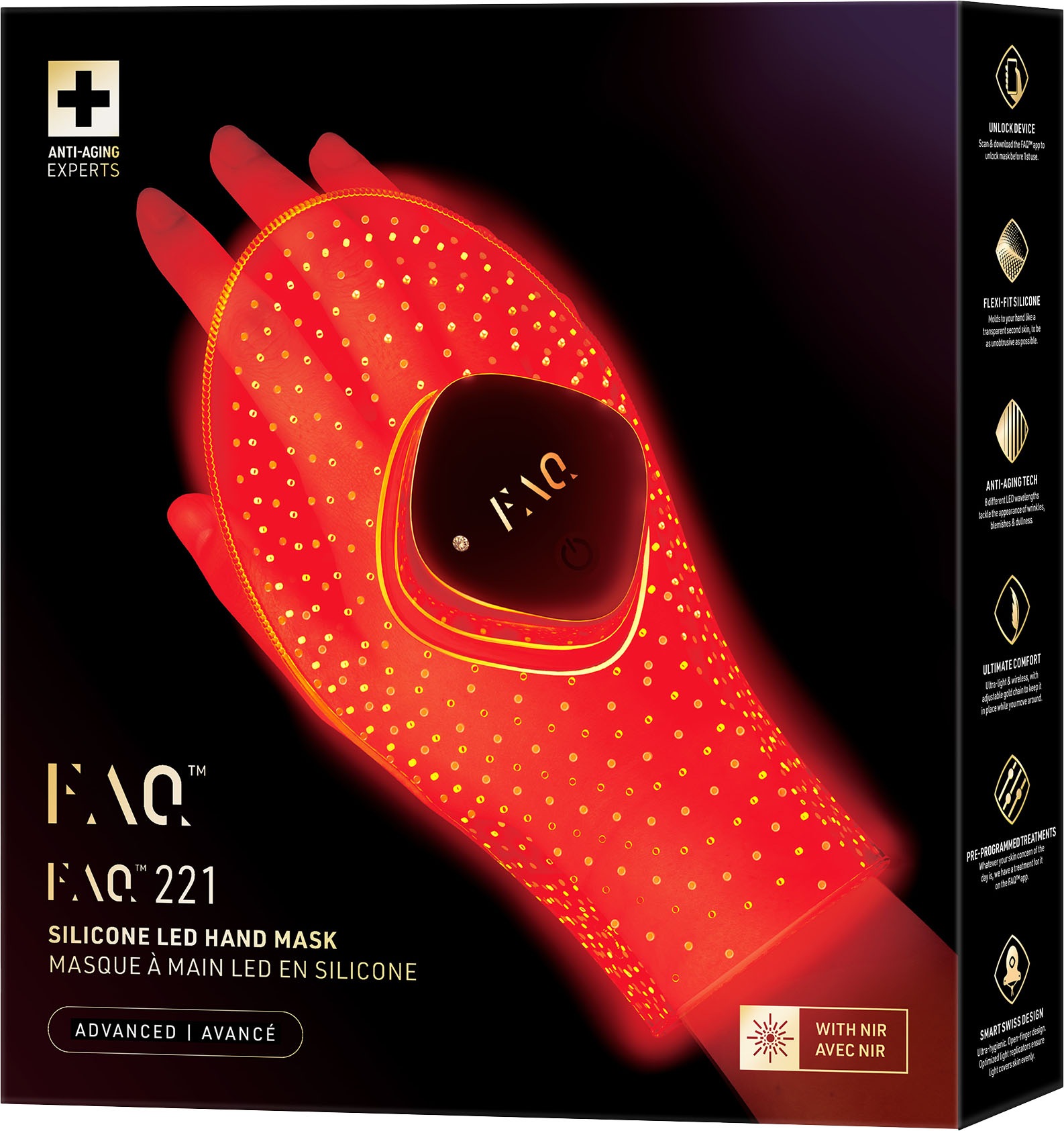 FAQ™ Lichttherapiegerät »FAQ™ 221 Silicone LED Hand Mask«, LED-Maske zur Lichttherapie aus Silikon