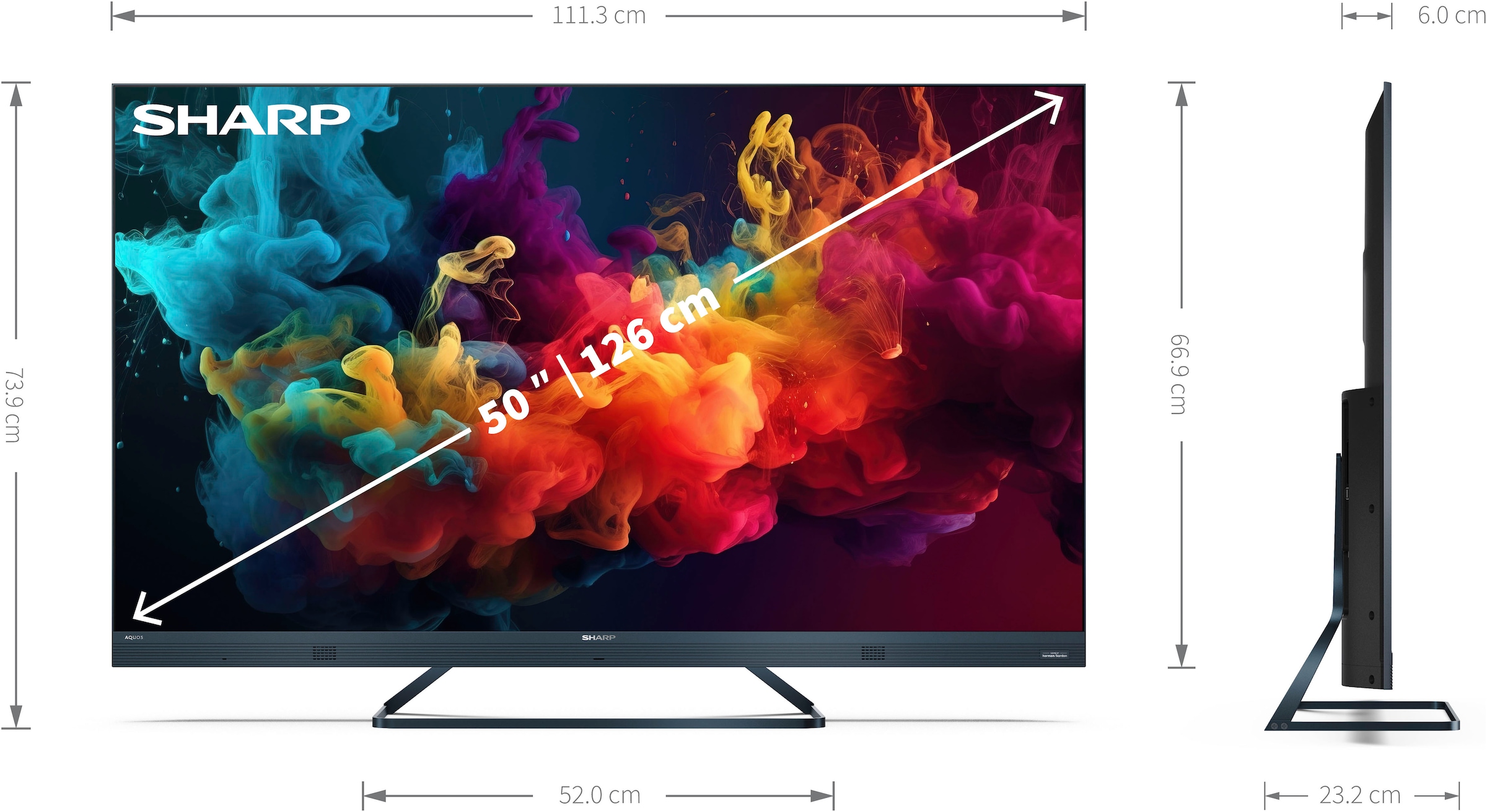 Sharp LED-Fernseher »SHARP 50FQ5EG Quantum Dot Google TV 126 cm (50 Zoll) 4K Ultra HD QLED«, 126 cm/50 Zoll, 4K Ultra HD, Google TV, Quantum Dot, QLED, Dolby Atmos, Dolby Vision, HDMI 2.1 mit eARC