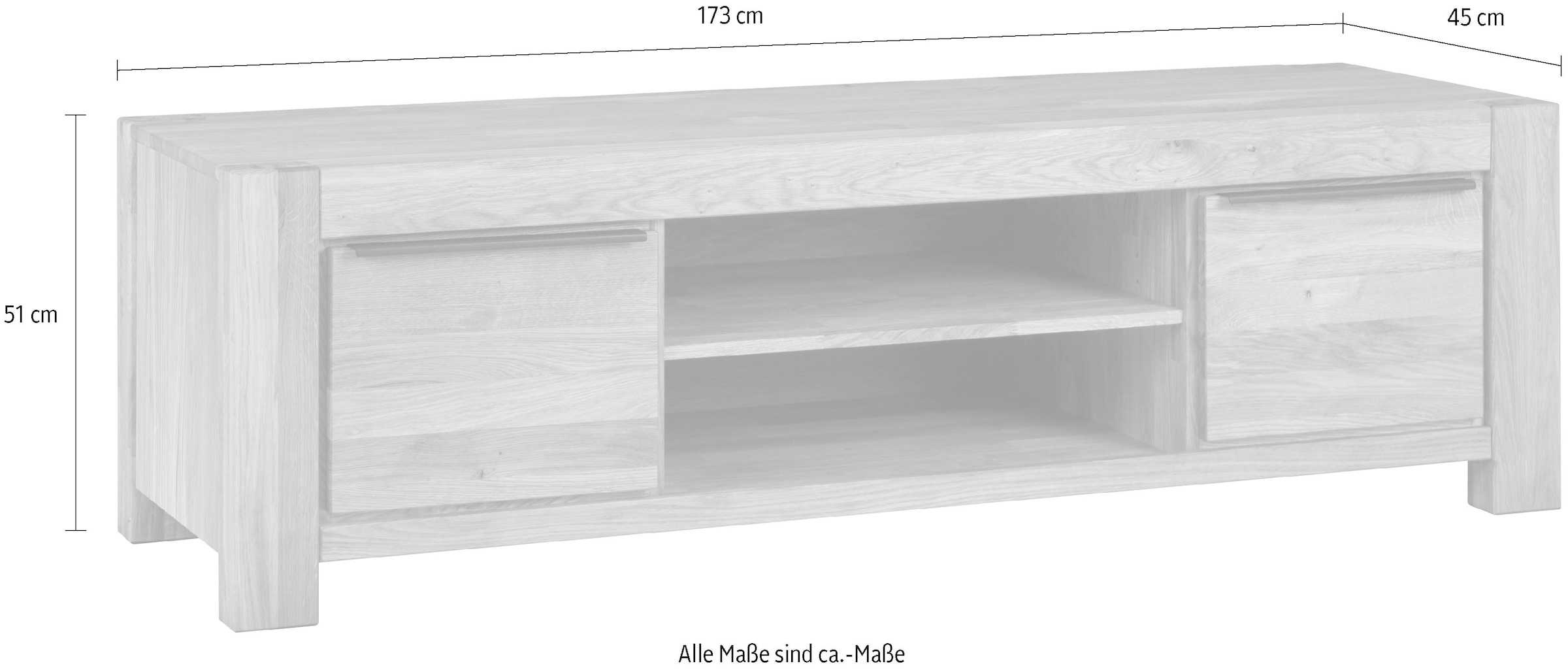 Home affaire Lowboard 2 offene Fächer, holztür inkl. Dämpfer,