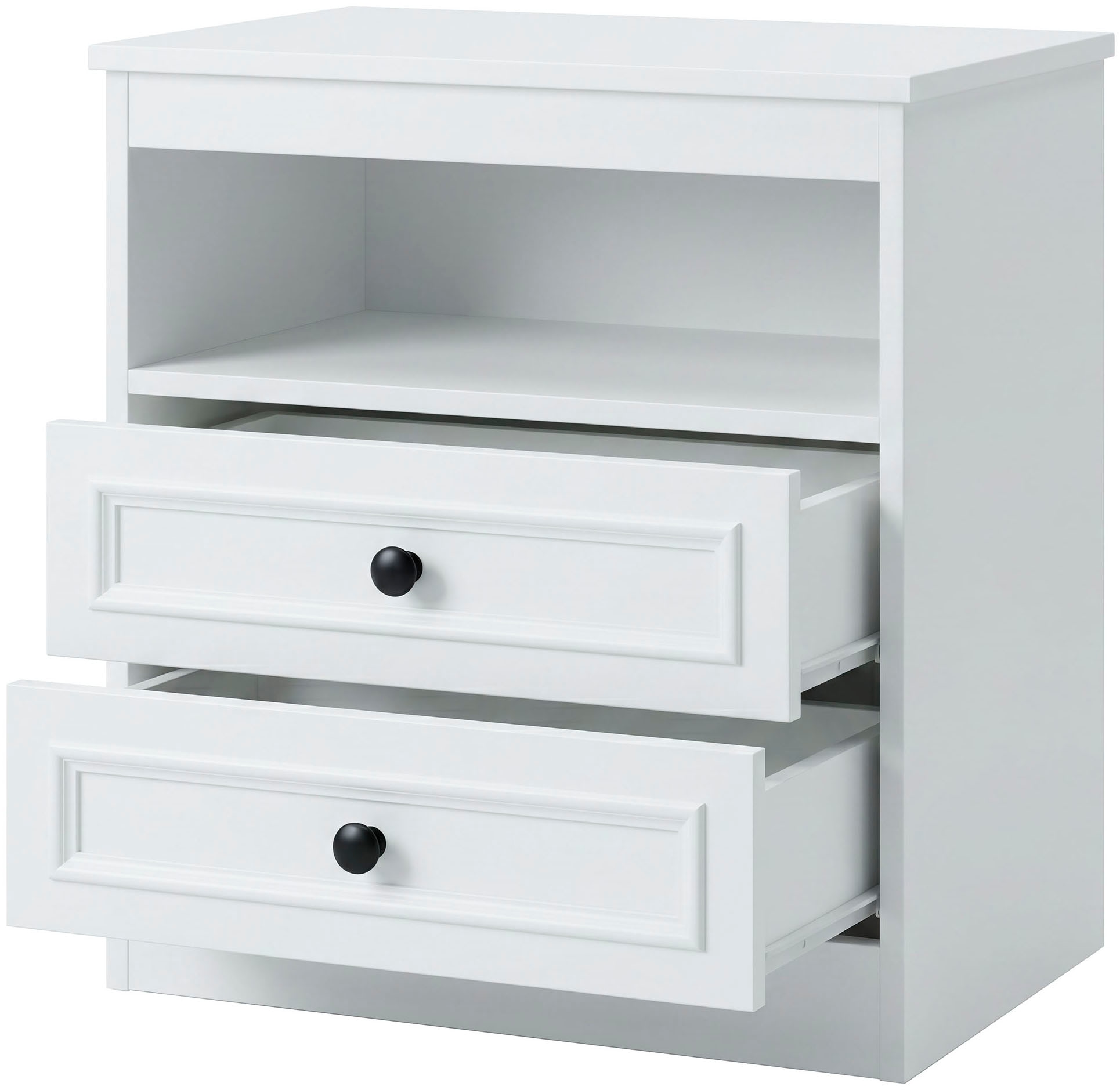 OTTO home Nachttisch »Arrian, 2er-Set, Landhausstil, 2 Schubladen & Ablagefach, weiß« Set, 2 Stk. tlg.