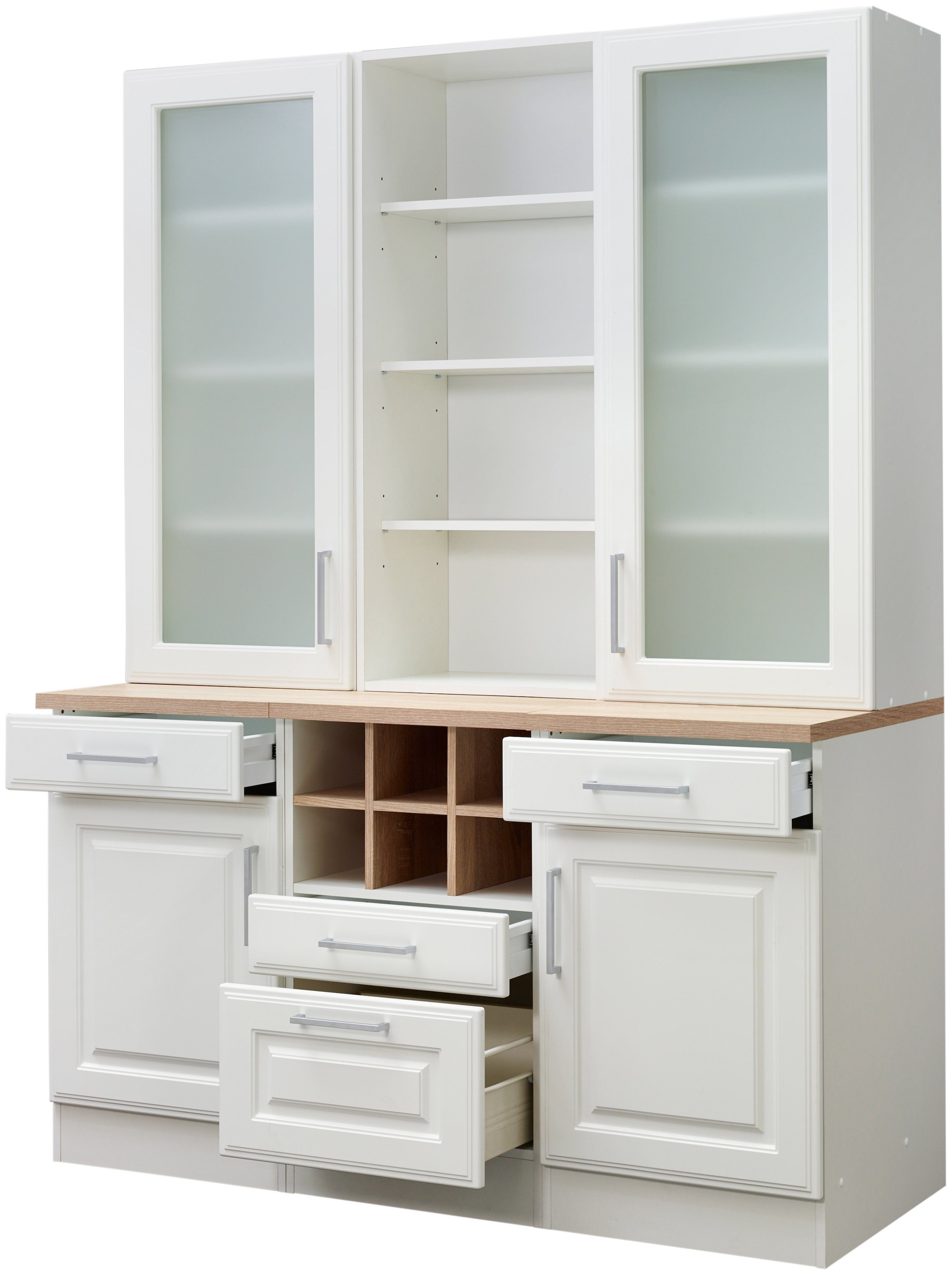 HELD MÖBEL Küchenbuffet »Stockholm«, hochwertige MDF-Fronten, 2 Glasrahmentüren, 200 cm hoch, viel Stauraum