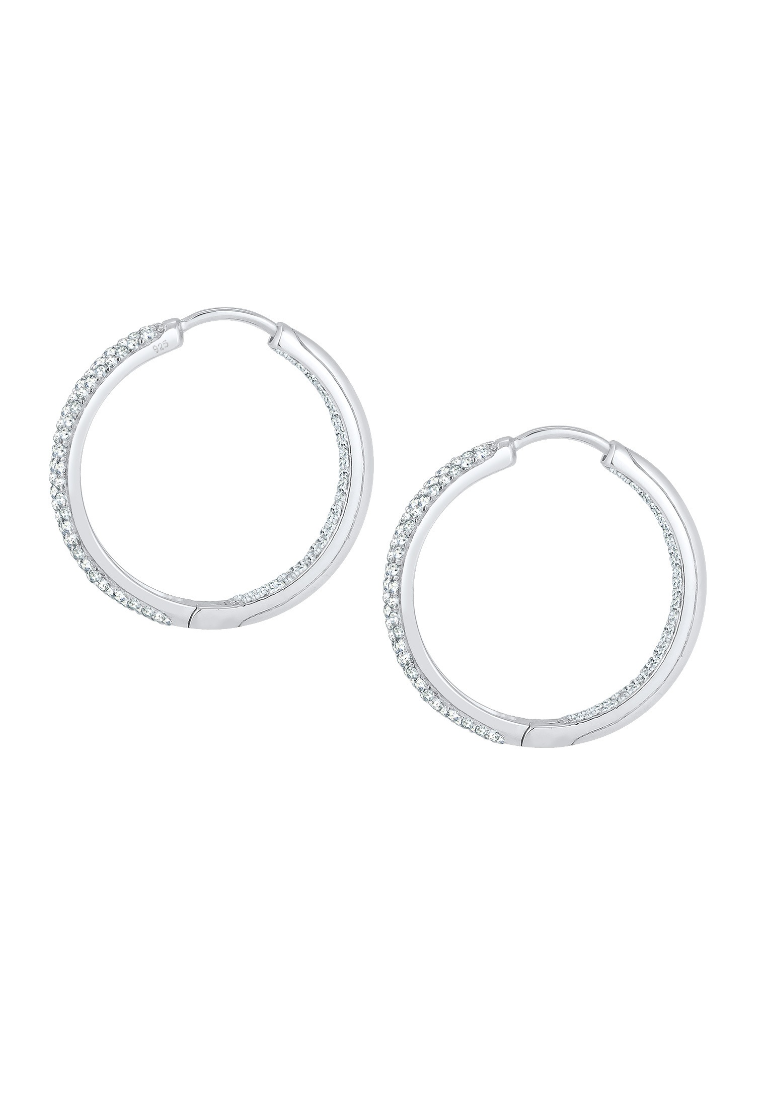 Elli Premium Paar Creolen »Ohrringe Creolen mit Glas Kristalle 925 Sterling Silber«