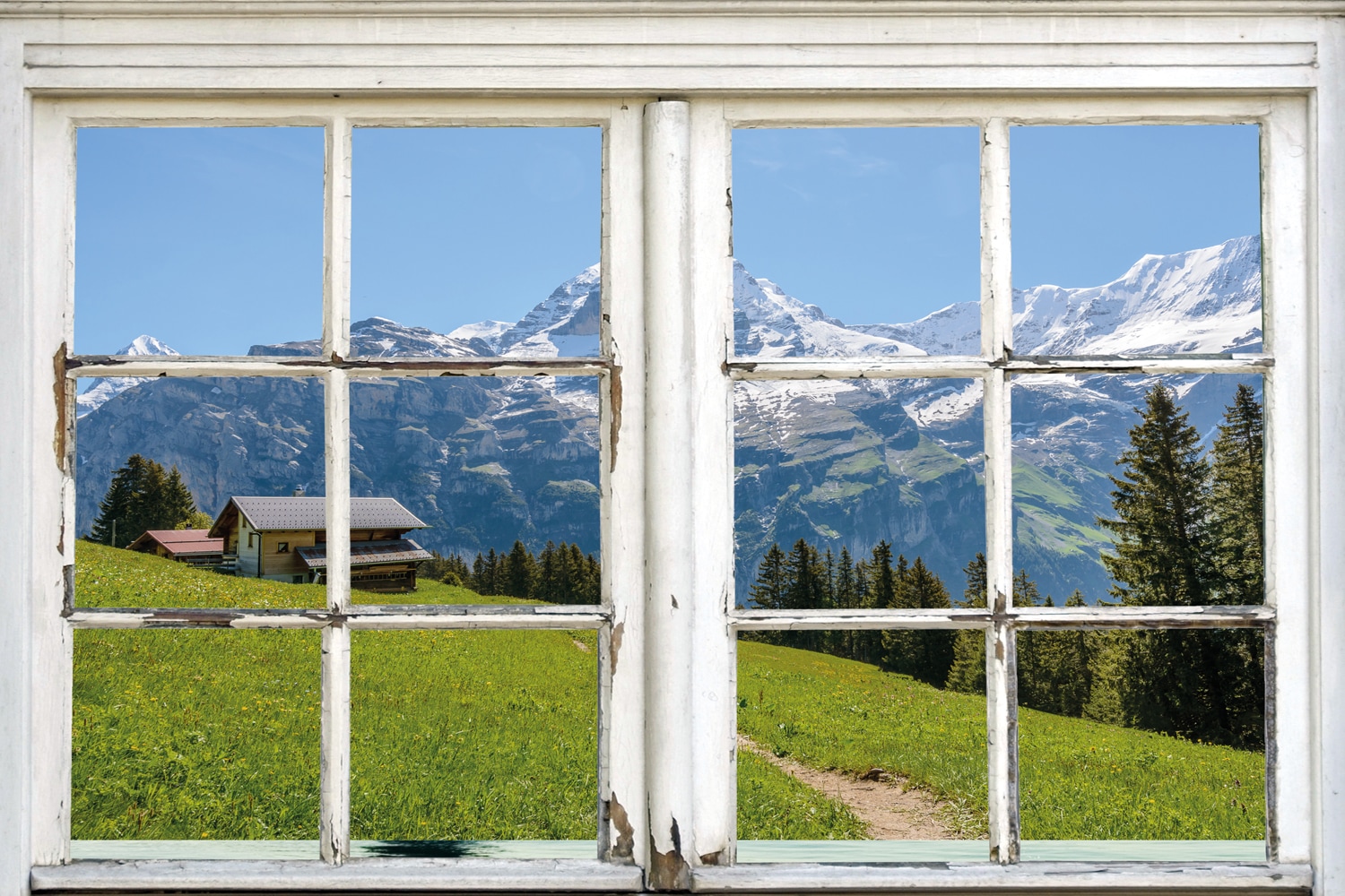 Alpenbilder-Berghütte-Natur, queence (1 UNIVERSAL Leinwandbild & »Südtirol«, Premium-Leinwandstoff online St.), Berge bei