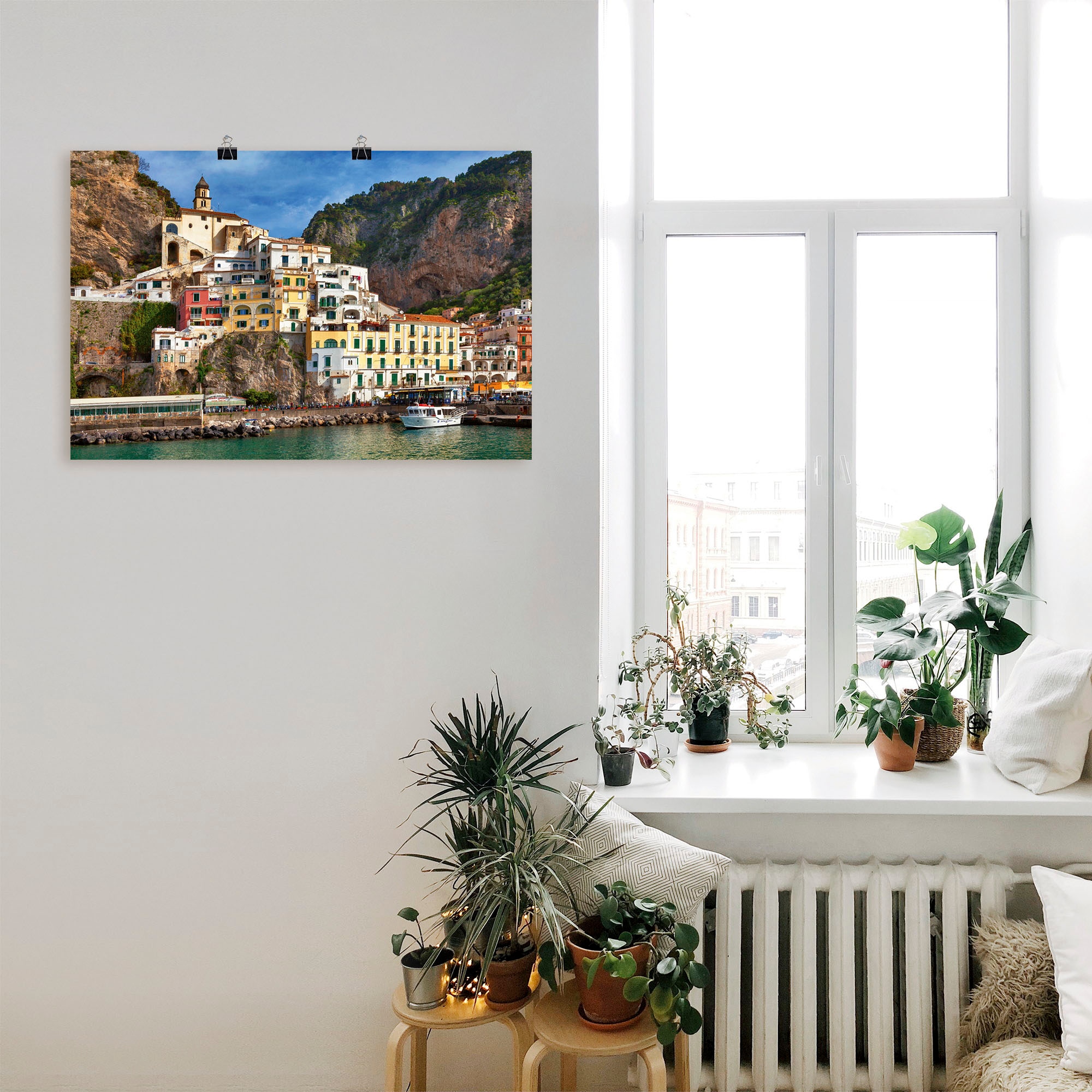 Artland Wandbild »Hafen von Amalfi an der Amalfiküste«, Italien, (1 St.), als Alubild, Outdoorbild, Leinwandbild, Poster in verschied. Größen
