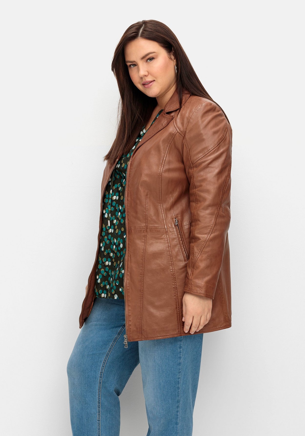 Sheego Lederjacke »Lederjacke aus Lammnappa, mit Reverskragen«