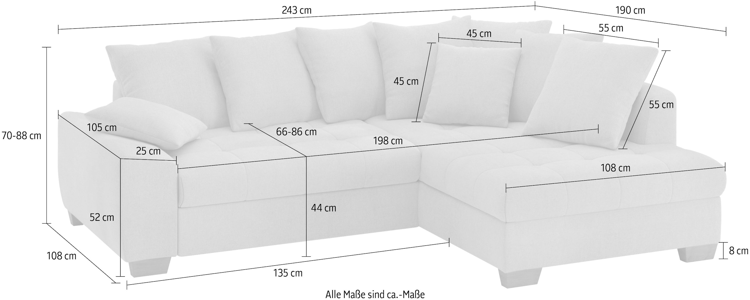 Mr. Couch Ecksofa »Nikita II, L-Form«, Wahlweise mit Kaltschaum, EasyBett, Bettkasten