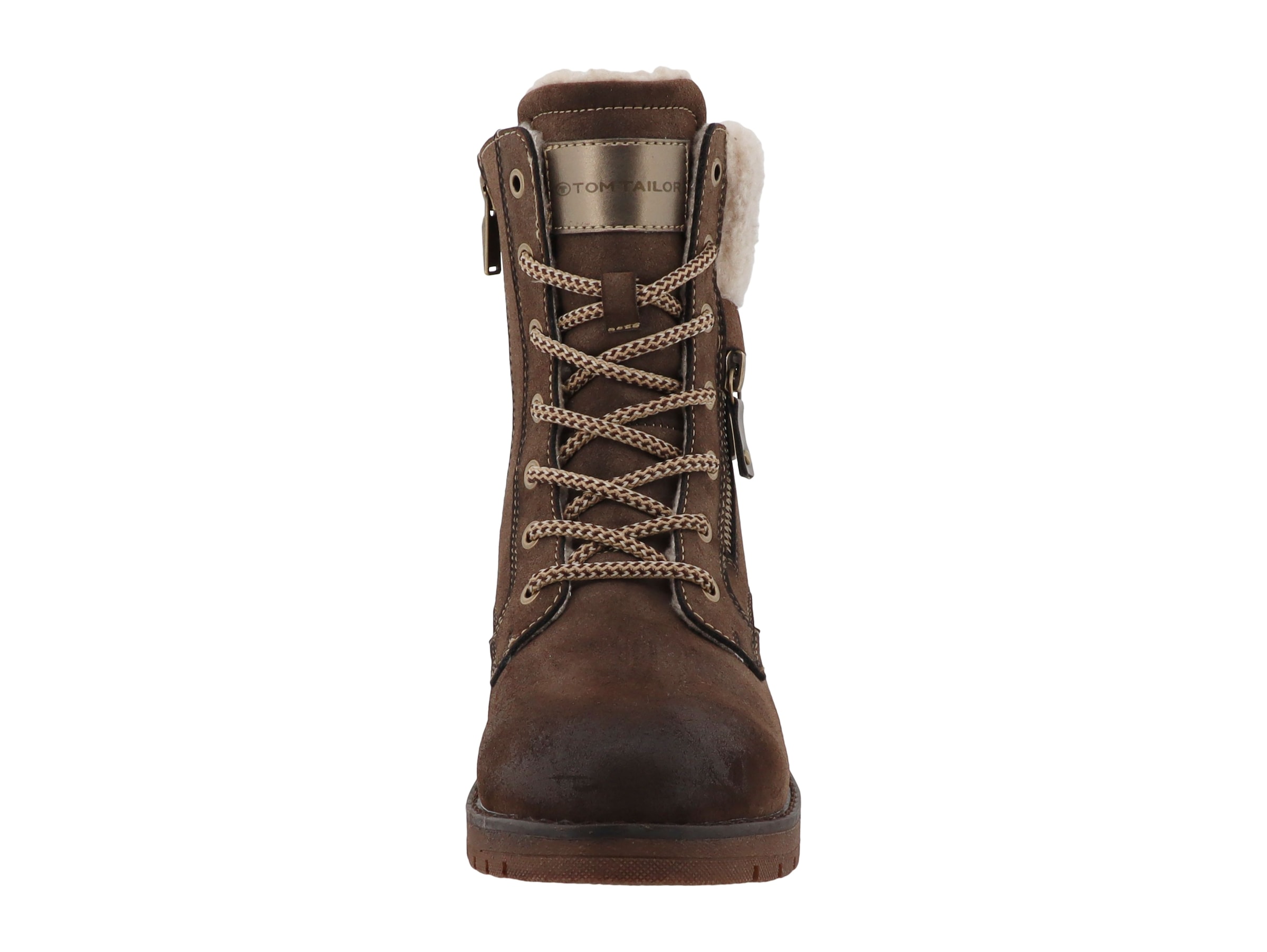 TOM TAILOR  Blockabsatz, Winterboots, Schnürboots mit Fellimitat am Schaftrand