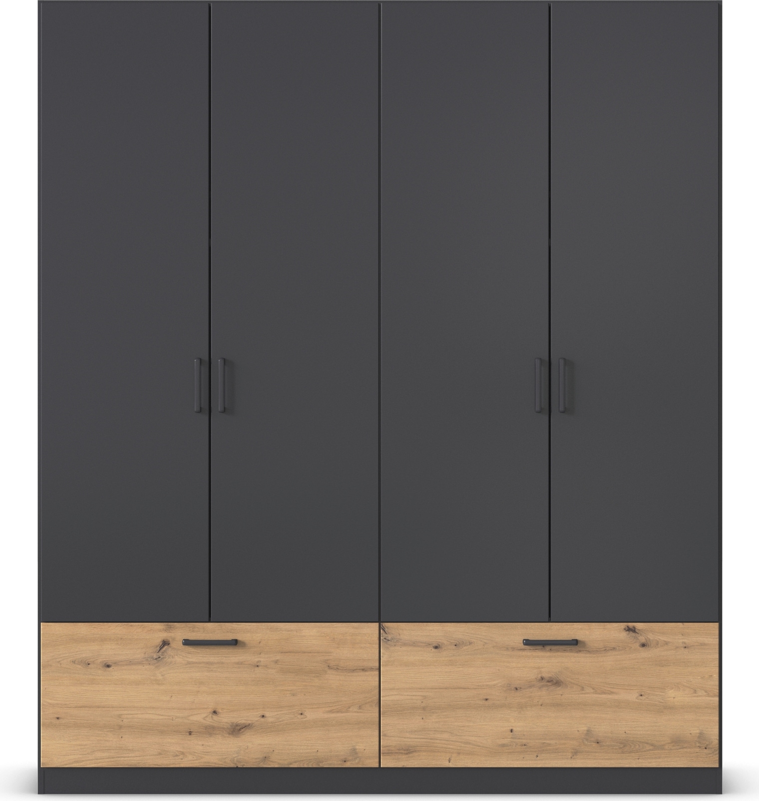 rauch Drehtürenschrank »Kleiderschrank Schrank Garderobe Wäscheschrank BARI« mit Schubkästen und modernem Griff in Graumetallic MADE IN GERMANY