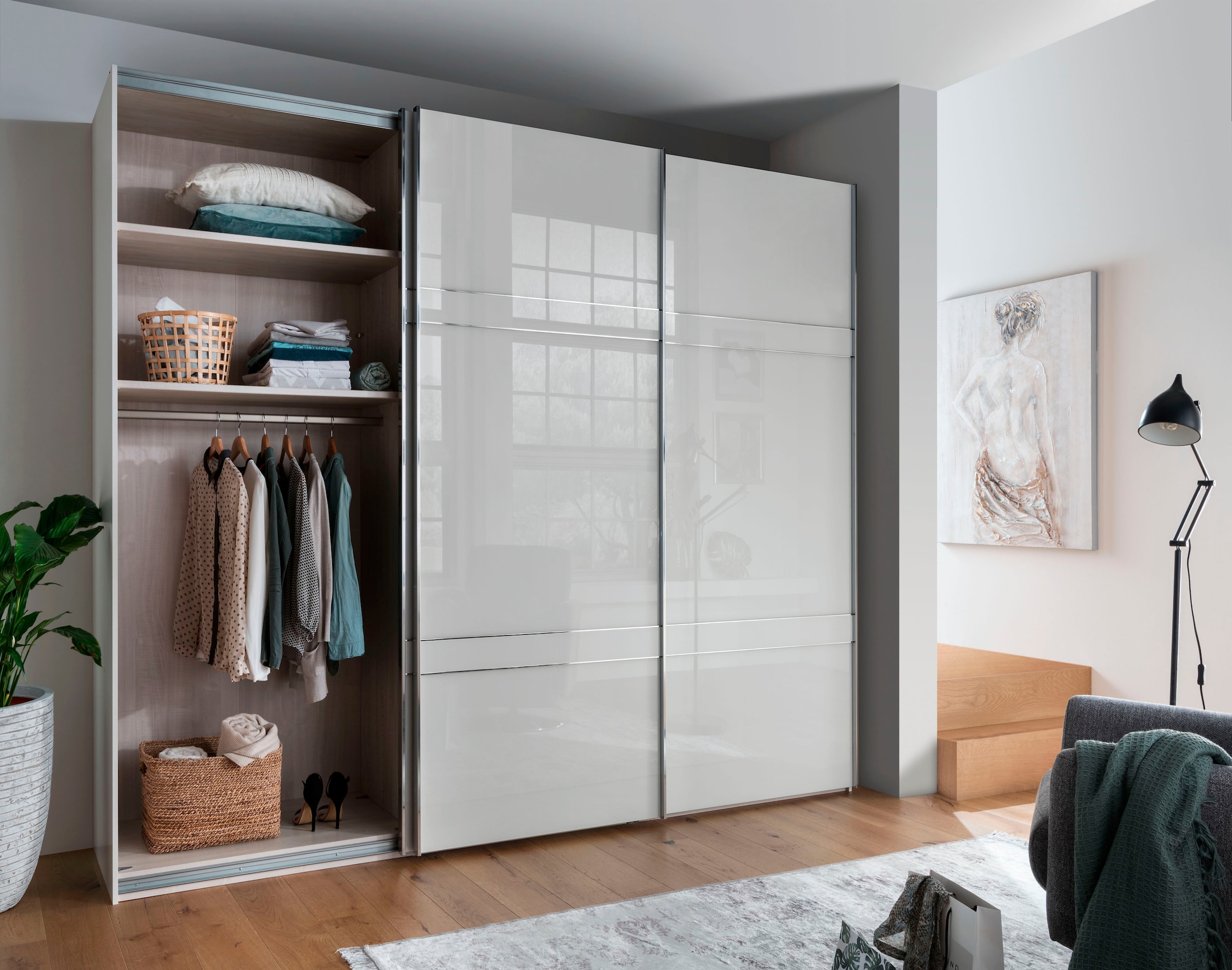WIEMANN Schwebetürenschrank »Rialto« hochwertige Glasfront mit Querriegeln