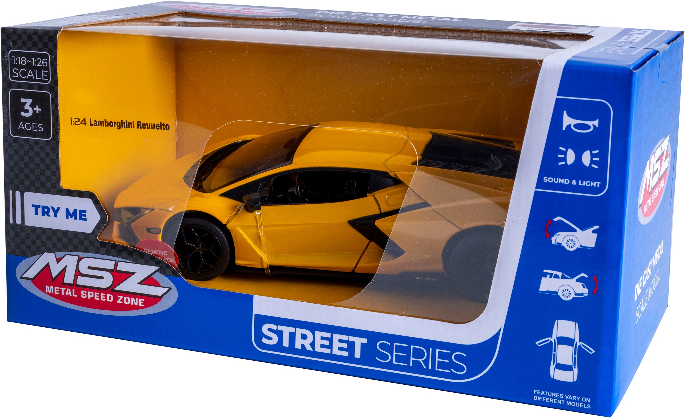 Jamara Spielzeug-Auto »Diecast, Lamborghini Revuelto gelb inkluisve Batterien« LED Licht; Maßstab 1:24