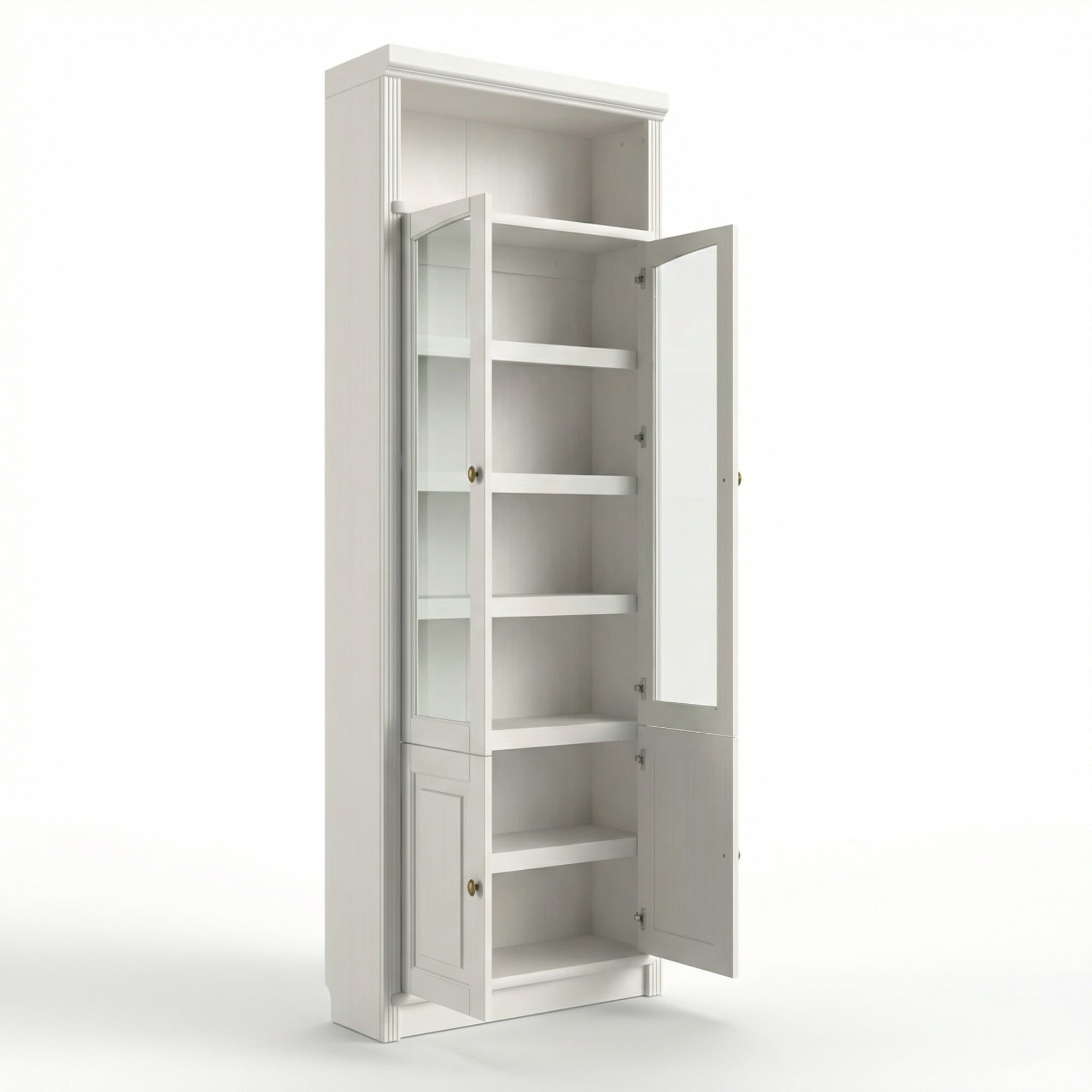 OTTO home Vitrine »Soeren Regal mit 2 Glastüren und 2 Holztüren, B/TH: 80/29/220 cm« Kiefer FSC®-zertifiziert, 1 offenes Fach, 6 Fächer hinter den Türen