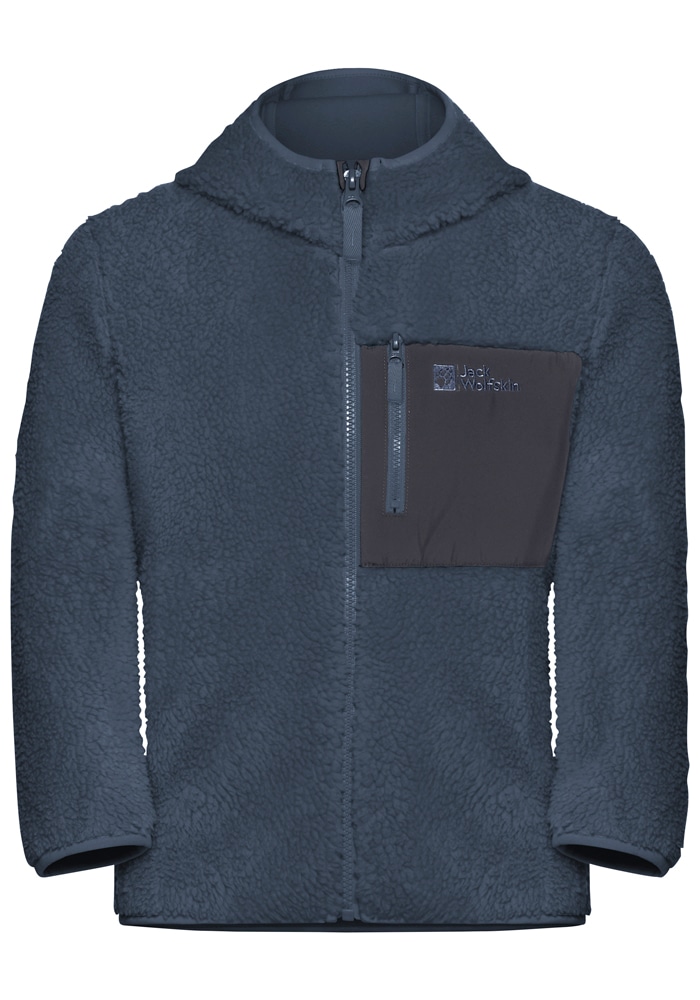 Jack Wolfskin Fleecejacke »ICE CURL HOOD JACKET K« mit Kapuze Übergangsjacke mit Kapuze, mit Brusttasche mit Reißverschluss