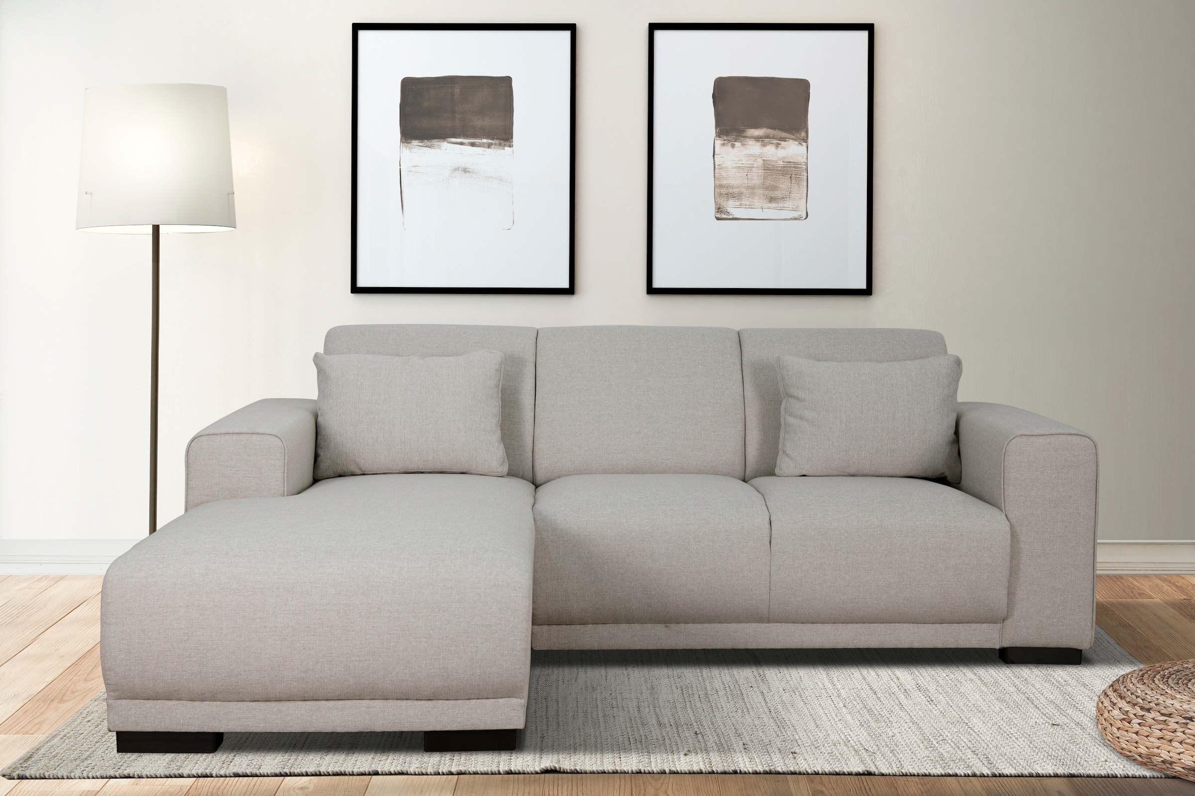 Home affaire Ecksofa »BORNHOLM L-Form mit Recamiere, Maße B/T/H: 234/162/85 cm«, Recamiere links oder rechts bestellbar, Wellenfederung, inkl. 2 Kissen