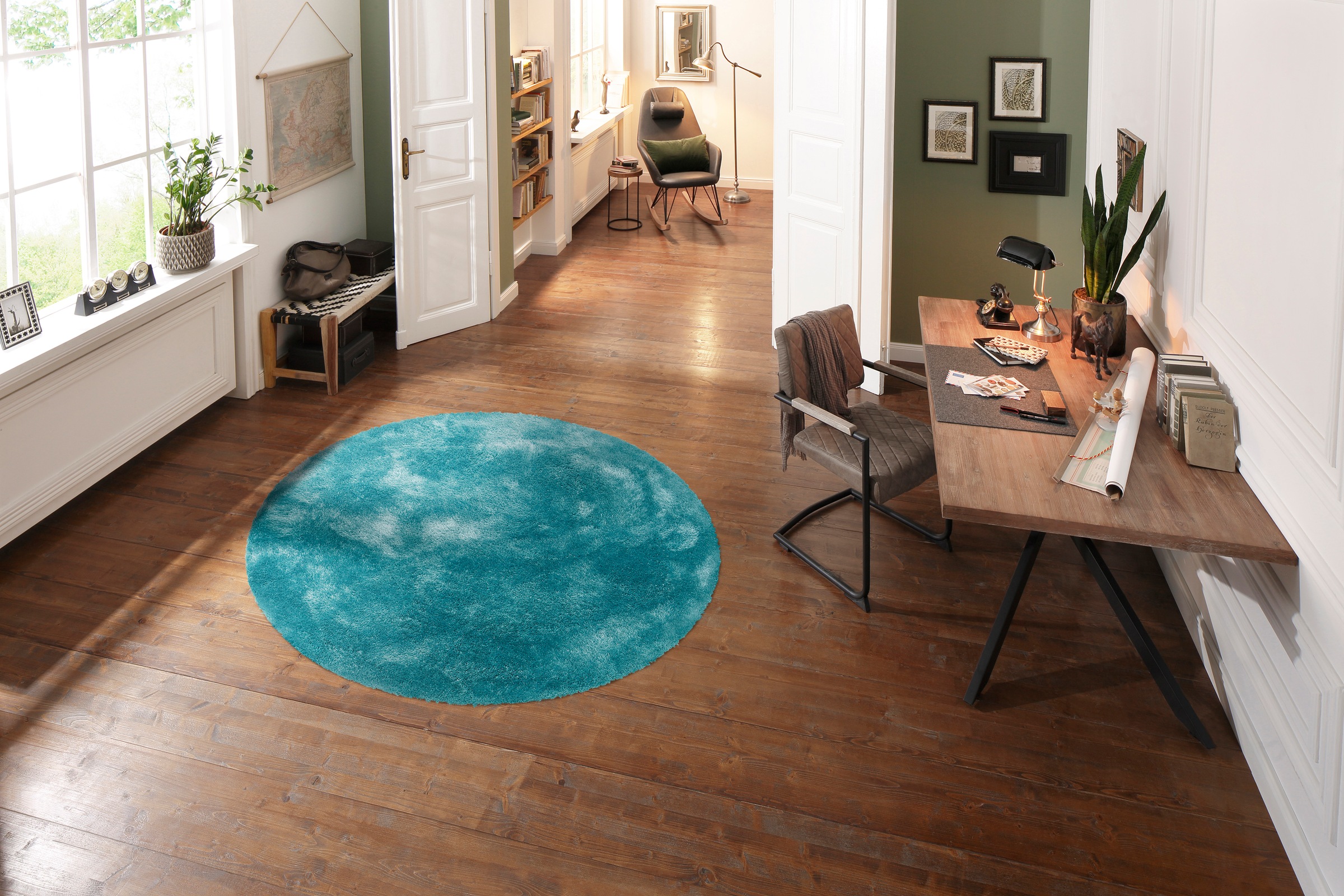 Bruno Banani Hochflor-Teppich »Dana Teppich, Kundenliebling«, rund, 30 mm Höhe, unifarben, Mikrofaser Teppiche, Wohnzimmer, Schlafzimmer, Esszimmer
