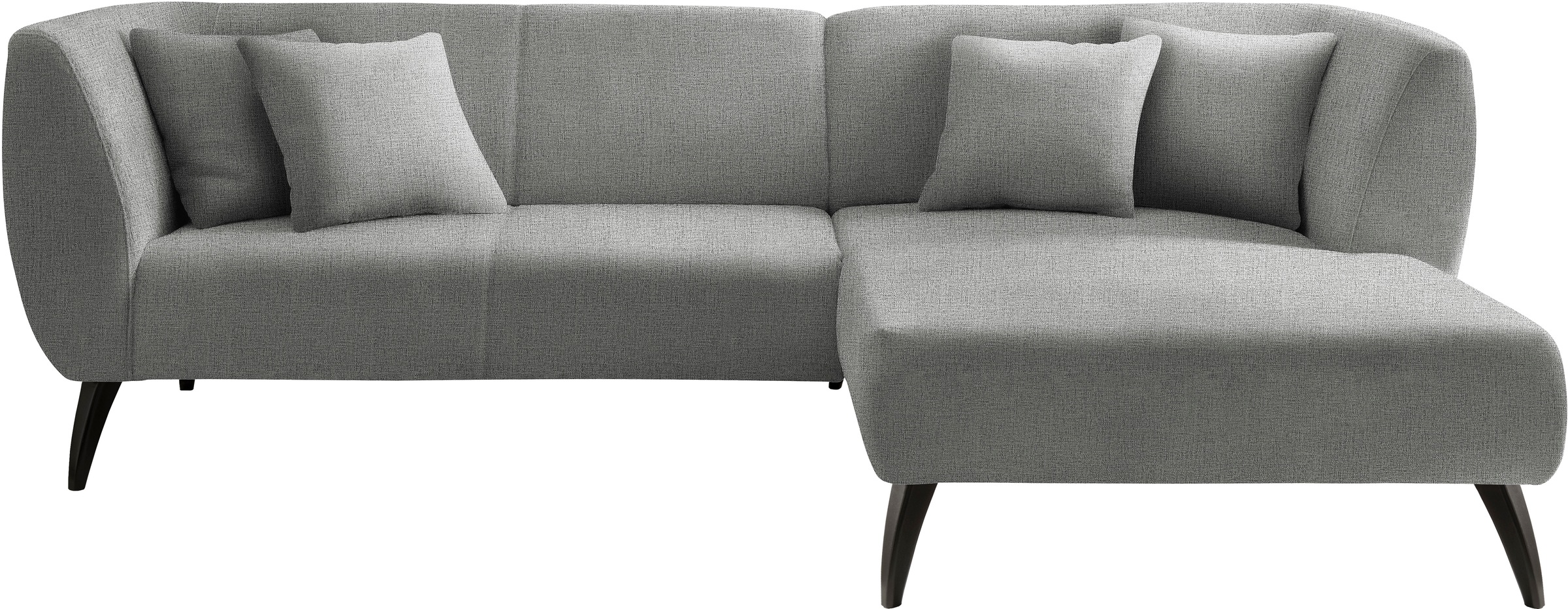 Home affaire Ecksofa »Colori Polstermöbel mit zeitlos eleganter Rückenführung. L-Form« Holzfußfarbe wählbar, inkl. 4x Zierkissen