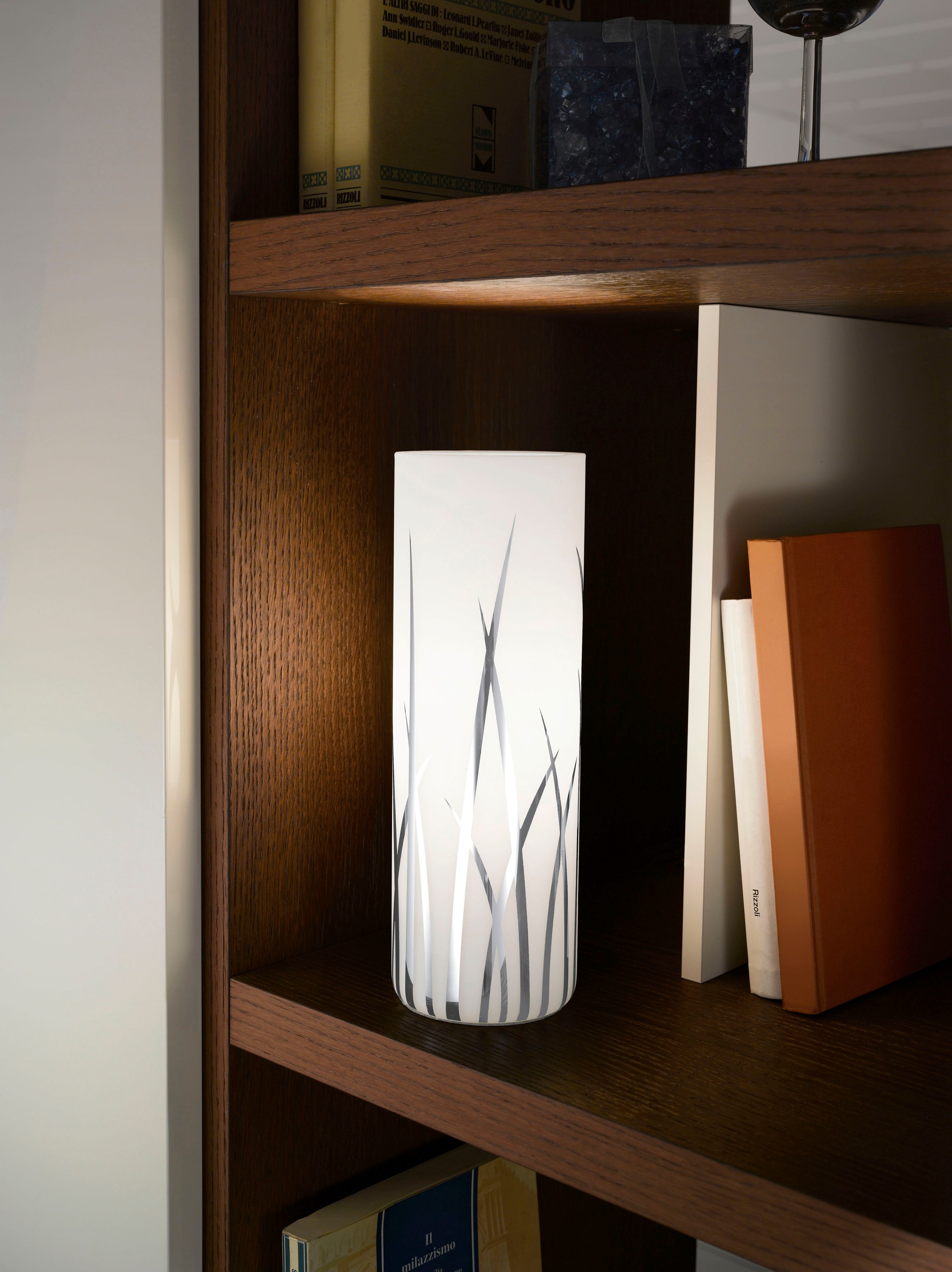 EGLO Tischleuchte »RIVATO Tischlampe, Nachttischlampe, Glas mit Dekor, weiß, chrom, E27« E27 Gräser-Dekor, elegant, modern, Wohnzimmer, Schlafzimmer, 26x9cm