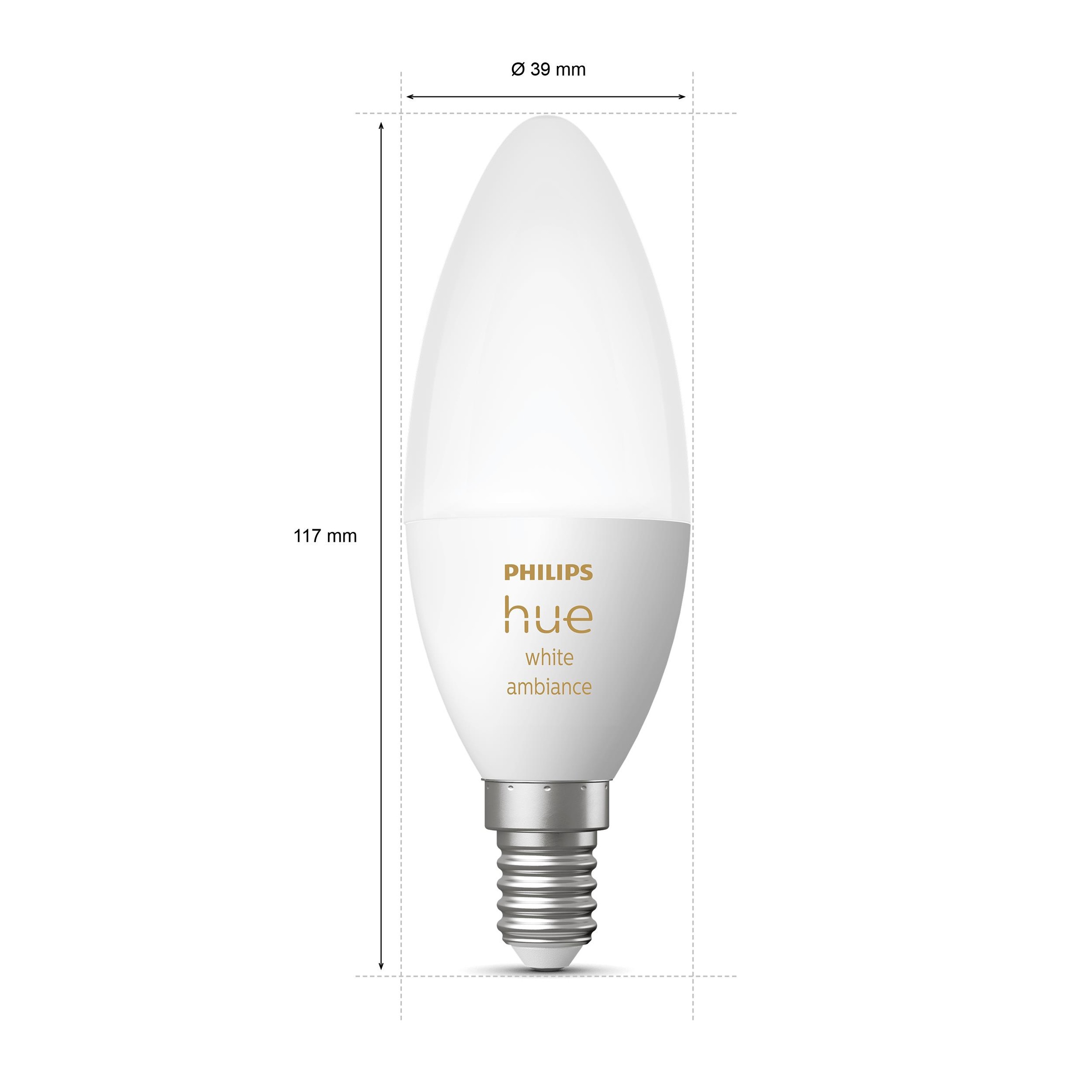 Philips Hue Smarte LED-Leuchte »White Amb. E14 Kerze Doppelpack 2x470«