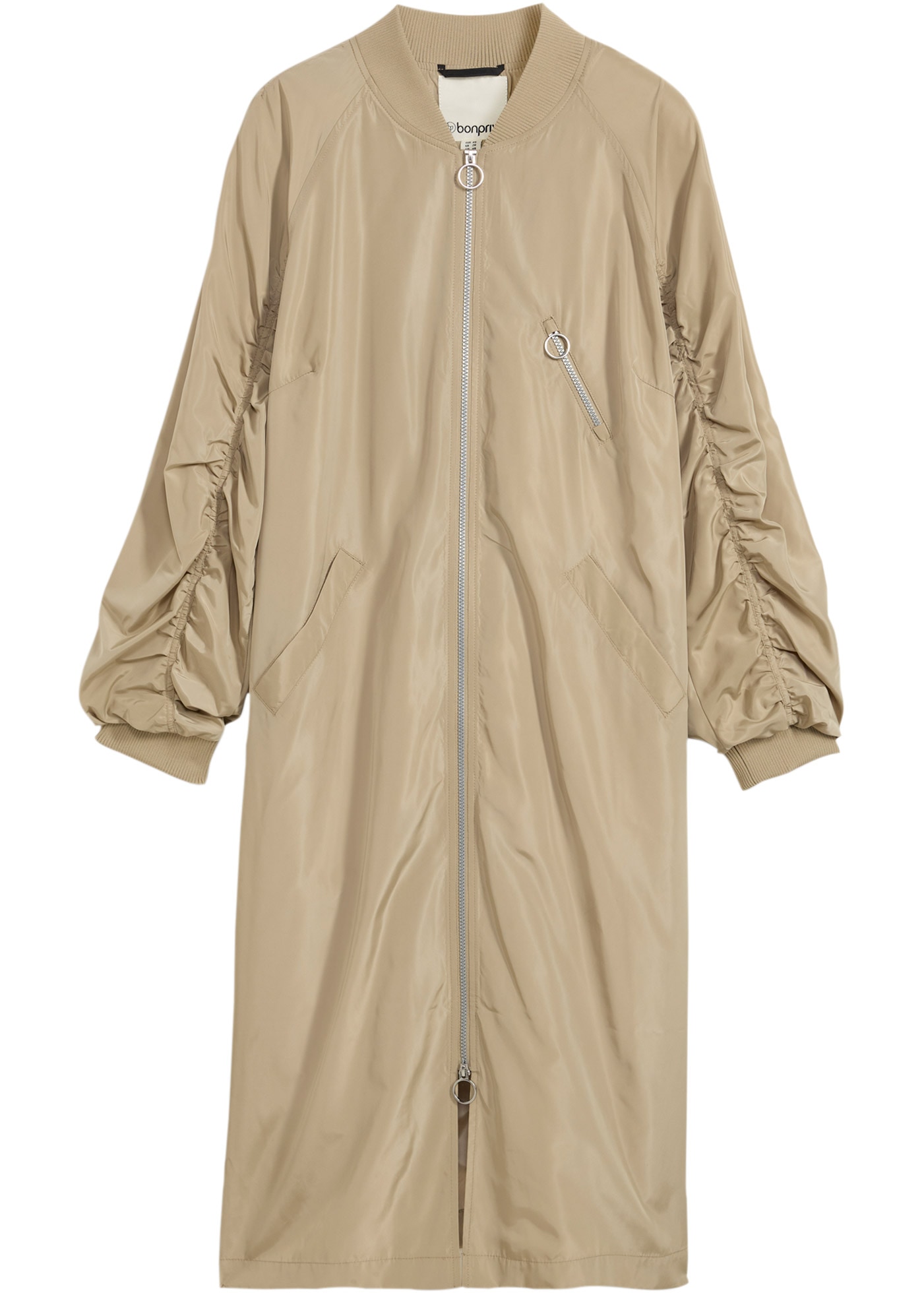 bonprix Umstandsmantel 1 lässige Passform, mit Raffdetail am Ärmel, 2-Wege-Reißverschluss