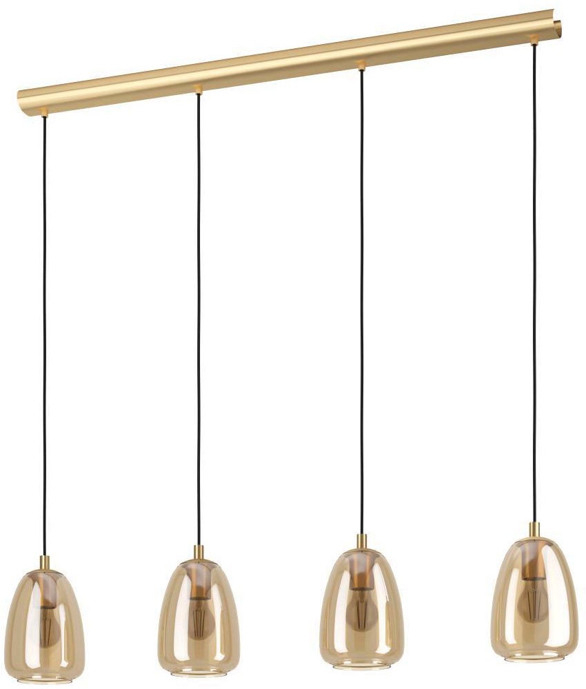 EGLO Hängeleuchte »ALOBRASE Pendellampe, Stahl und Glas, Esstischlampe, E27, IP20, Lampe«, 4 flammig, Leuchtmittel E27 | ohne Leuchtmittel, Elegante Hängelampe für Esszimmer, Küche oder Wohnzimmer