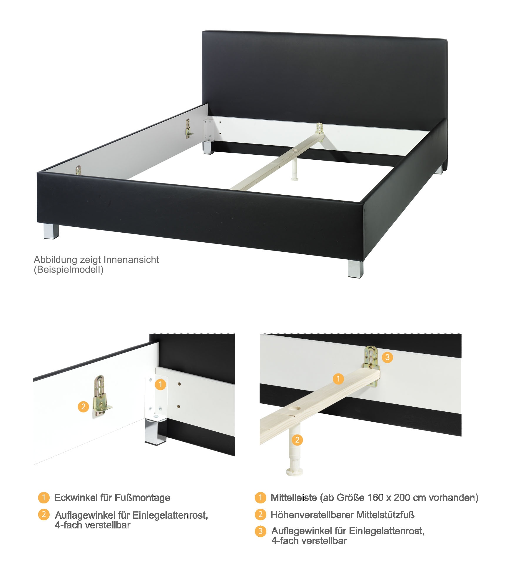 Maintal Polsterbett »Portneuf« Bettseiten zerlegt, ohne Bettkasten