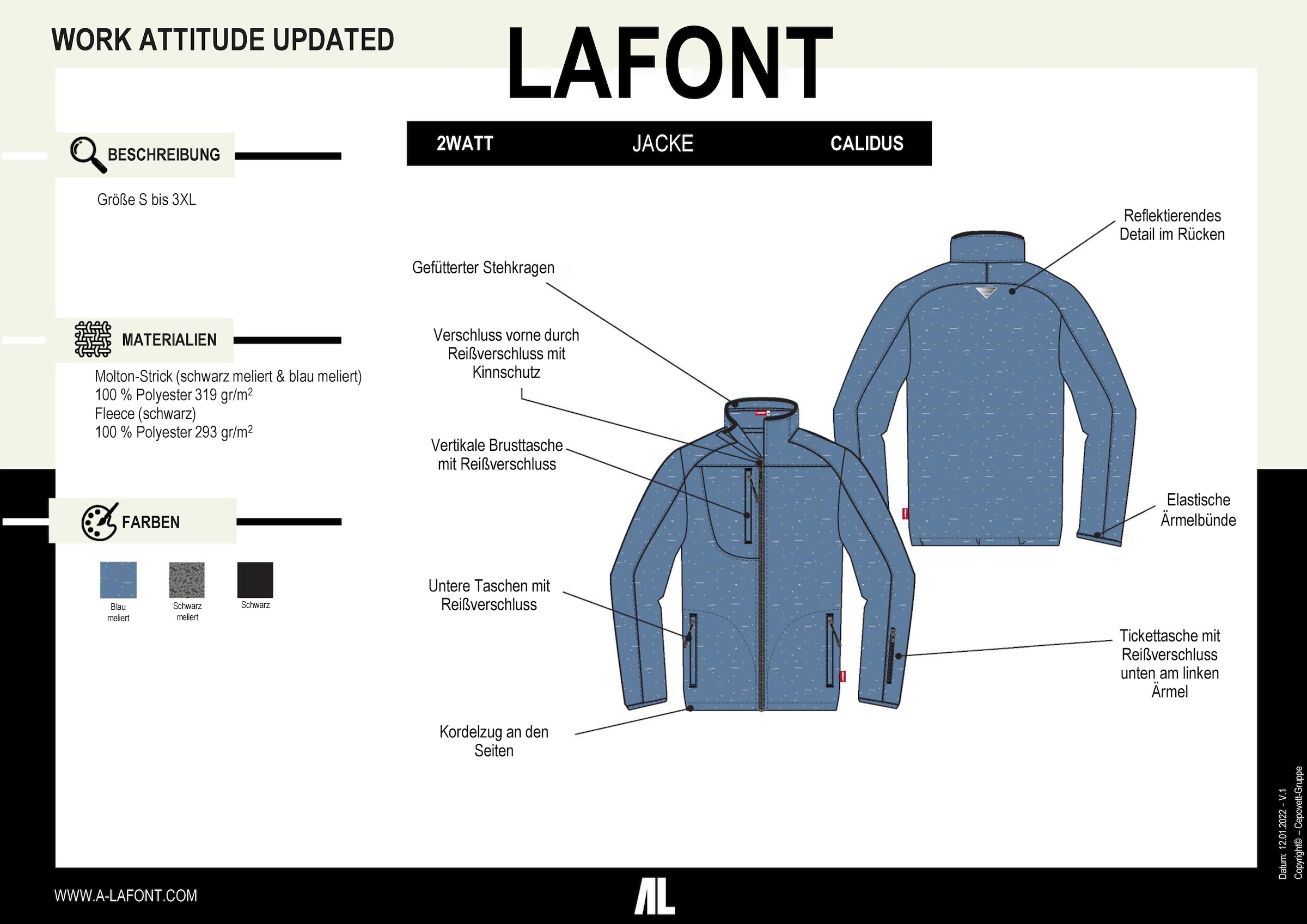 Lafont Strickfleecejacke »"Clidus"«, ohne Kapuze, Hoher Wärmekomfort, Elastische Ärmelbündchen, Kordelzug