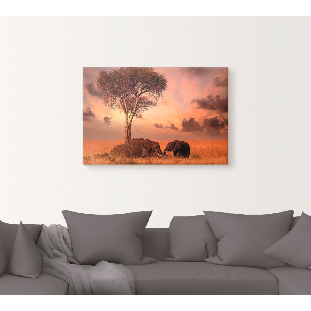 Artland Wandbild »Elefanten zum Abendessen«, Wildtiere, (1 St.)