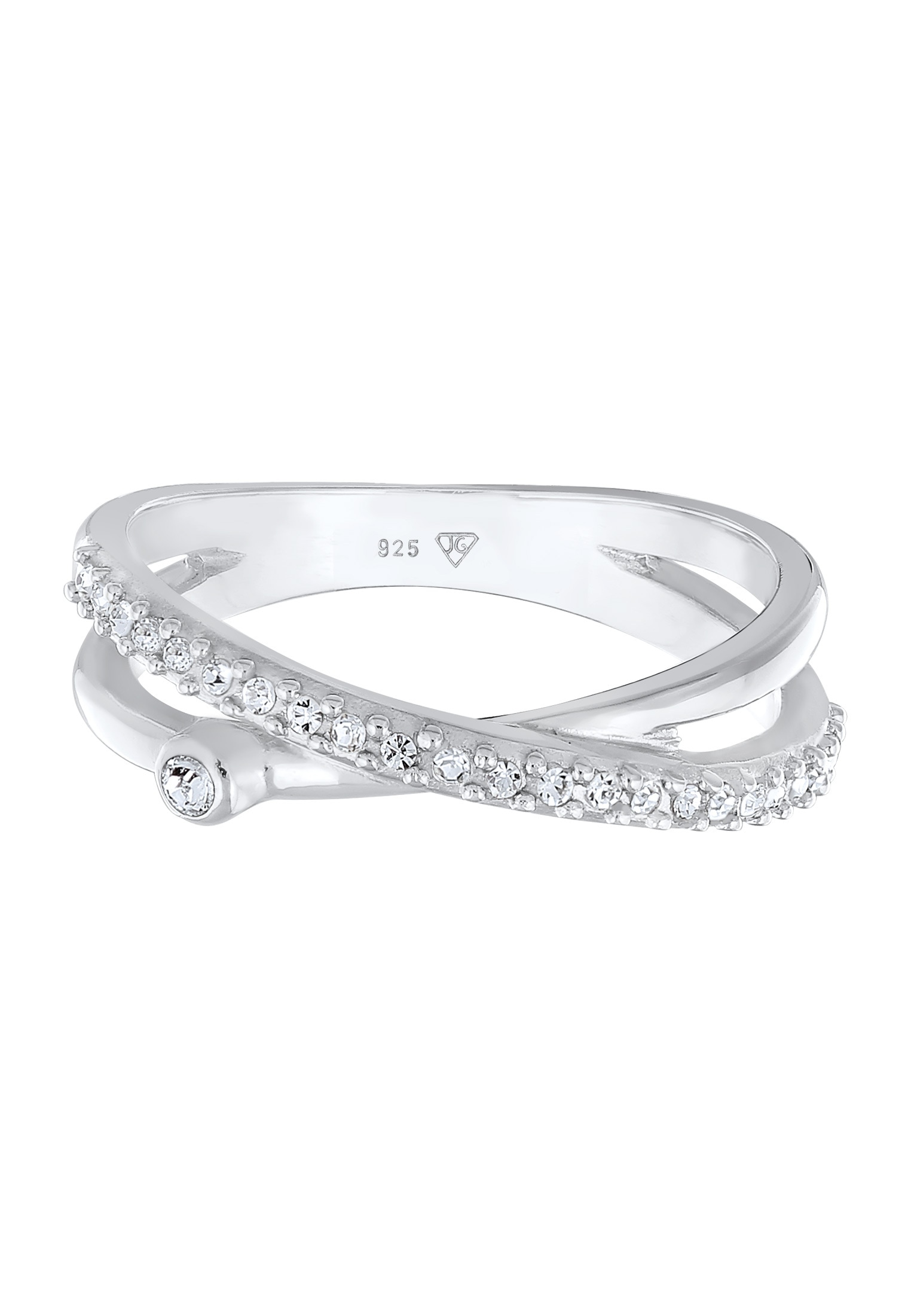 Elli Fingerring »Ring Wickelring X Kristalle Glamour 925 Silber«