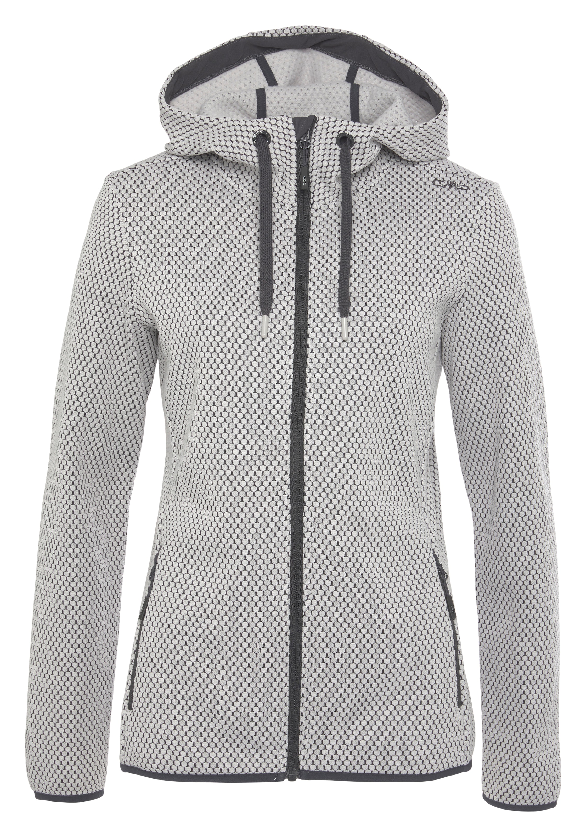 CMP Strickfleecejacke, mit Kapuze, Wärmend & windabweisend & Atmungsaktiv