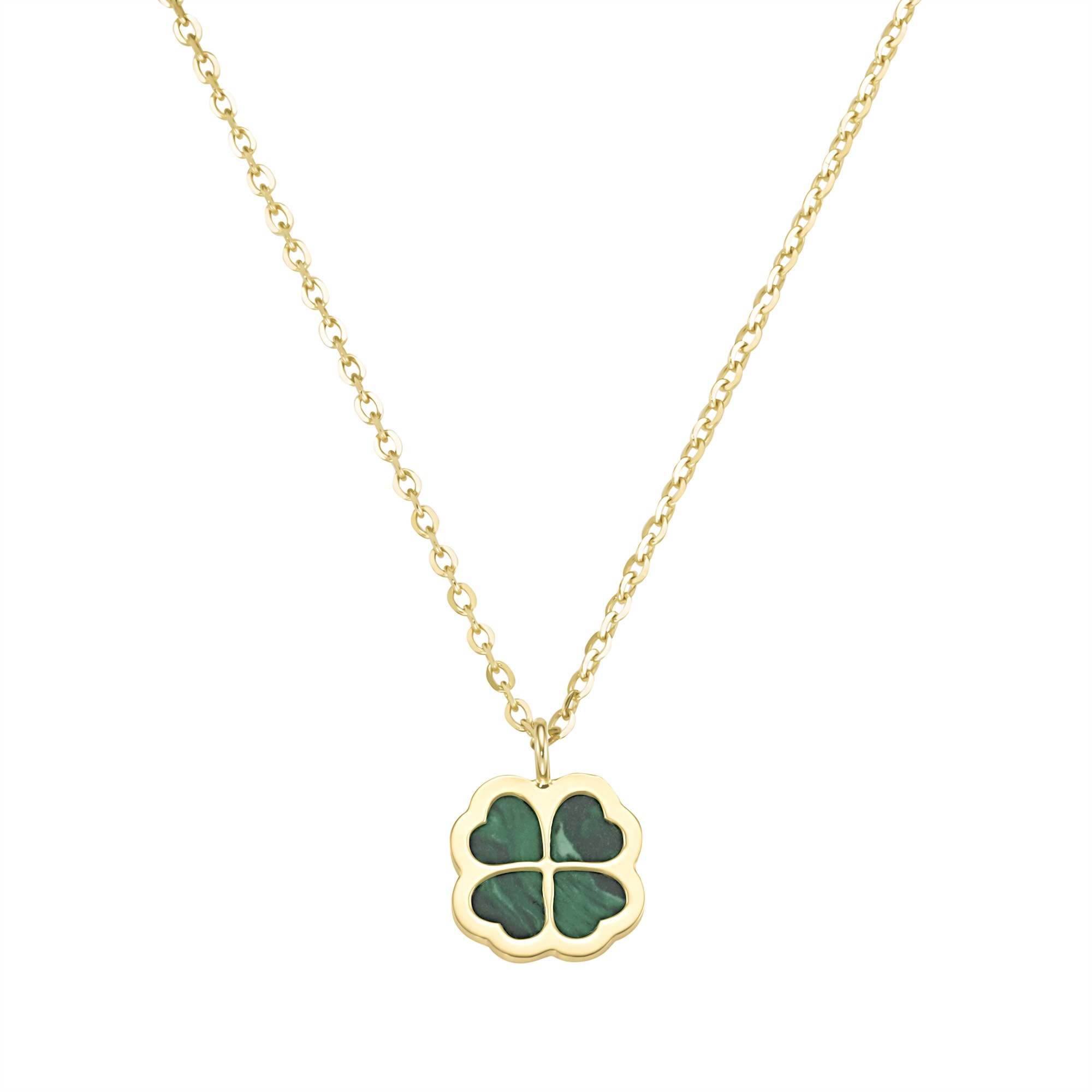Luigi Merano Goldkette »Kette Kleeblatt-Anhänger mit Malachit, Gold 375«
