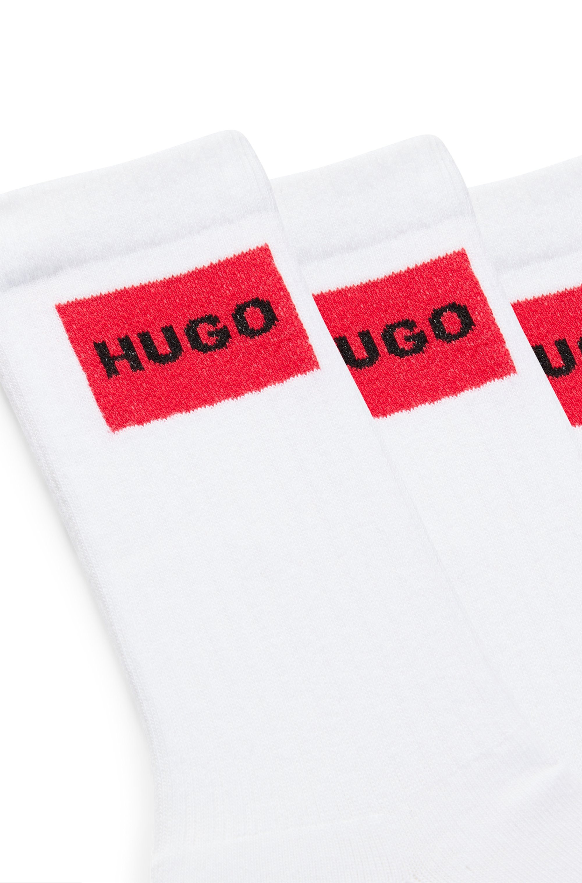 HUGO Underwear Freizeitsocken »3P QS RIB LABEL«, (Packung, 3 Paar, 3er), mit kontrastfarbenen HUGO Logo