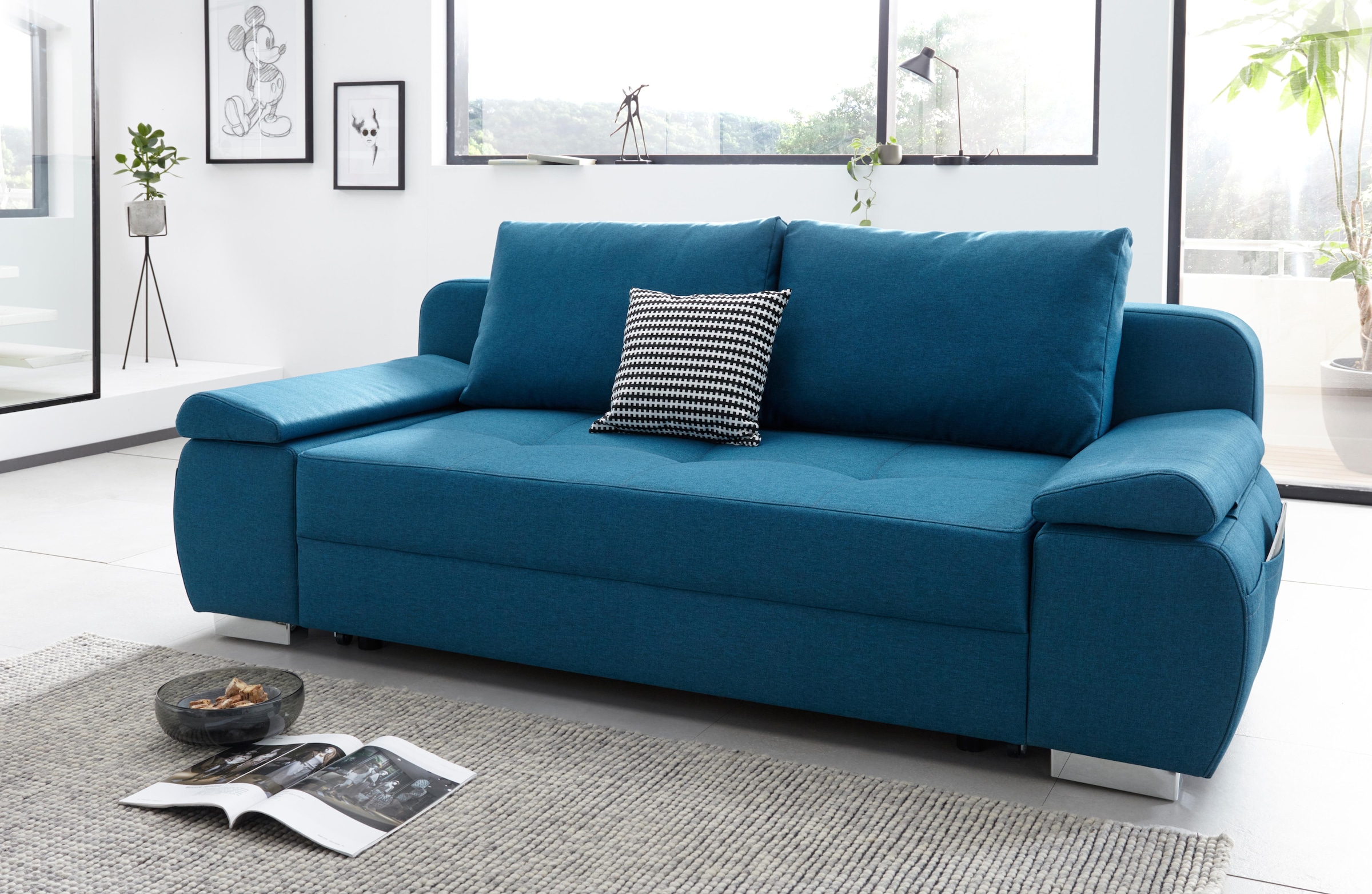 COLLECTION AB Schlafsofa, mit Boxspring-Aufbau, Bettfunktion und Bettkasten,  inklusive Federkern, frei im Raum stellbar, mit Topper und praktischer  Seitentasche für Utensilien auf Raten bestellen