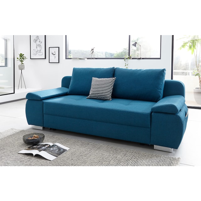 COLLECTION AB Schlafsofa, mit Boxspring-Aufbau, Bettfunktion und Bettkasten,  inklusive Federkern, frei im Raum stellbar, mit Topper und praktischer  Seitentasche für Utensilien auf Raten bestellen