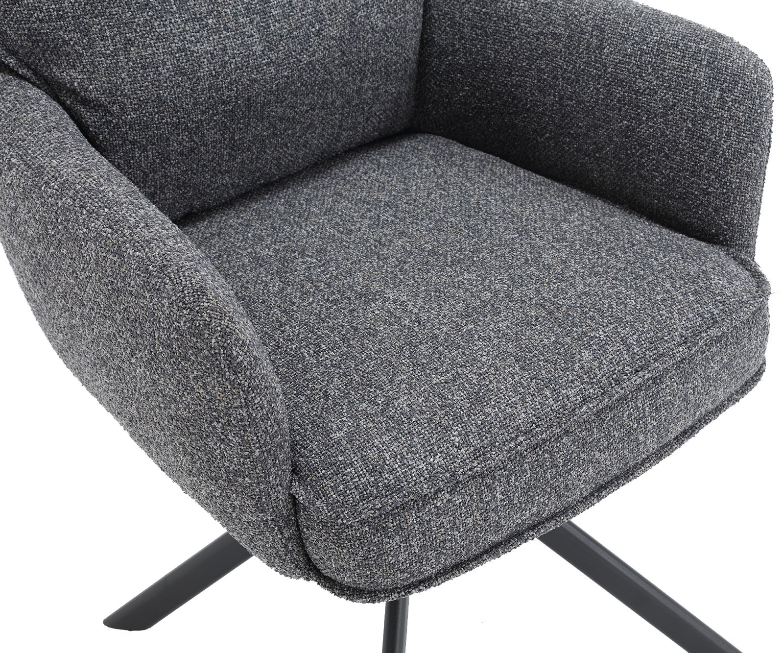 SalesFever Esszimmerstuhl »Austin Armlehnstuhl mit Taschenfederkern-Polsterung«, 1 St., Strukturstoff, Esszimmersessel mit 360° Drehfunktion, Metallfuß