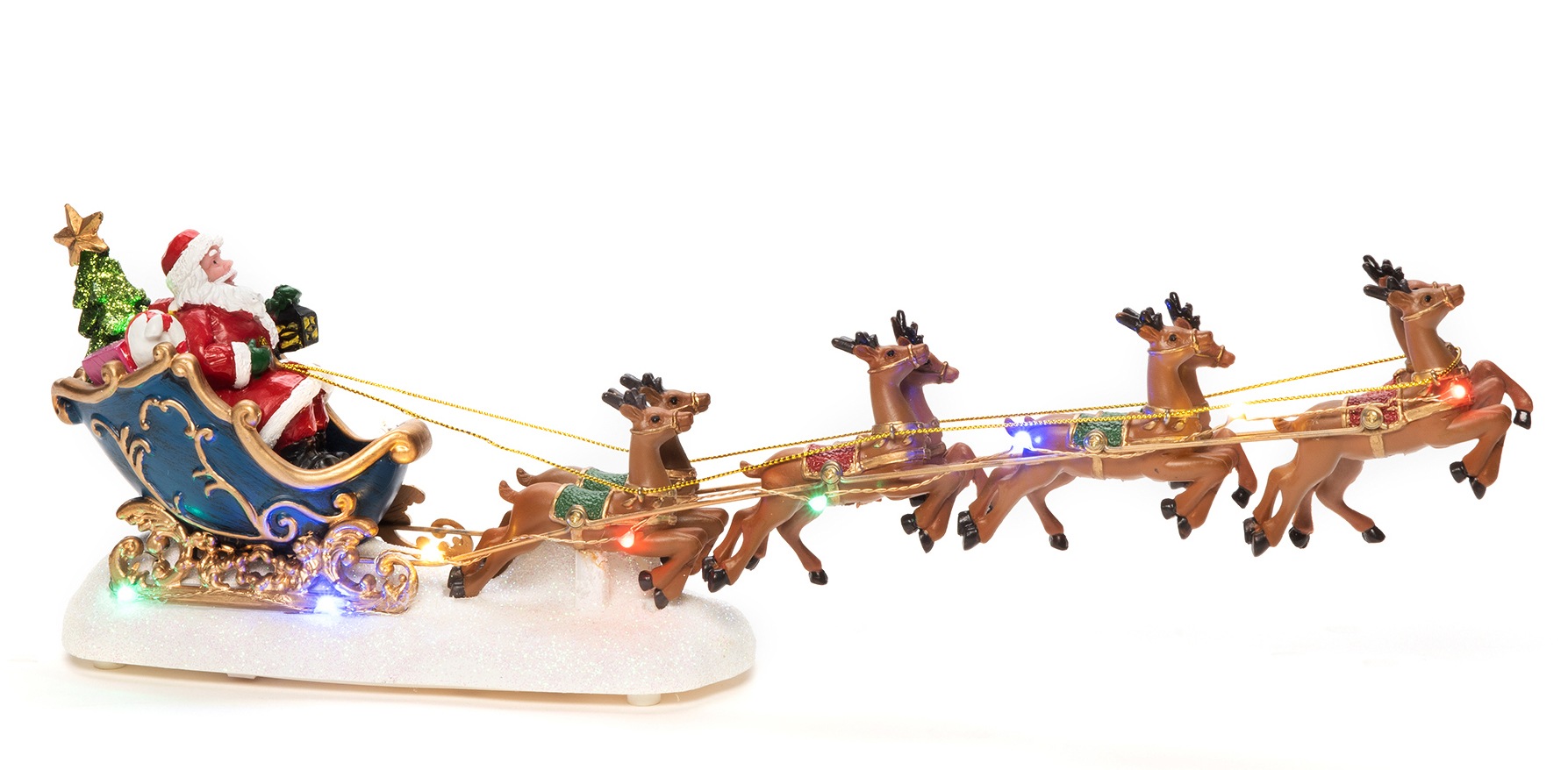 LED Dekofigur »Weihnachtsmann im Schlitten mit Rentieren, Weihnachtsdeko«, Höhe ca. 14 cm