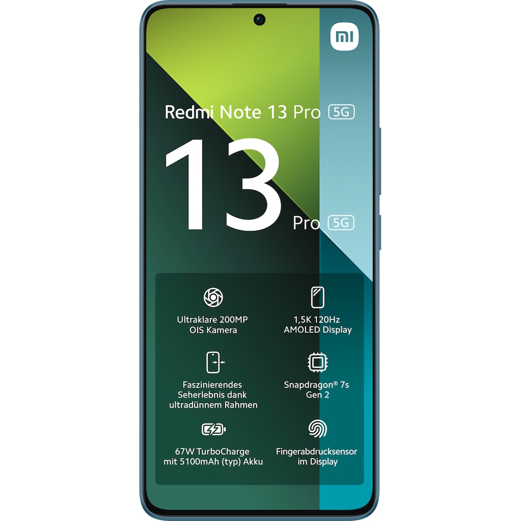 Xiaomi Smartphone »Redmi Note 13 Pro 5G 8GB+256GB«, Blau, 16,94 cm/6,67 Zoll, 256 GB Speicherplatz, 200 MP Kamera