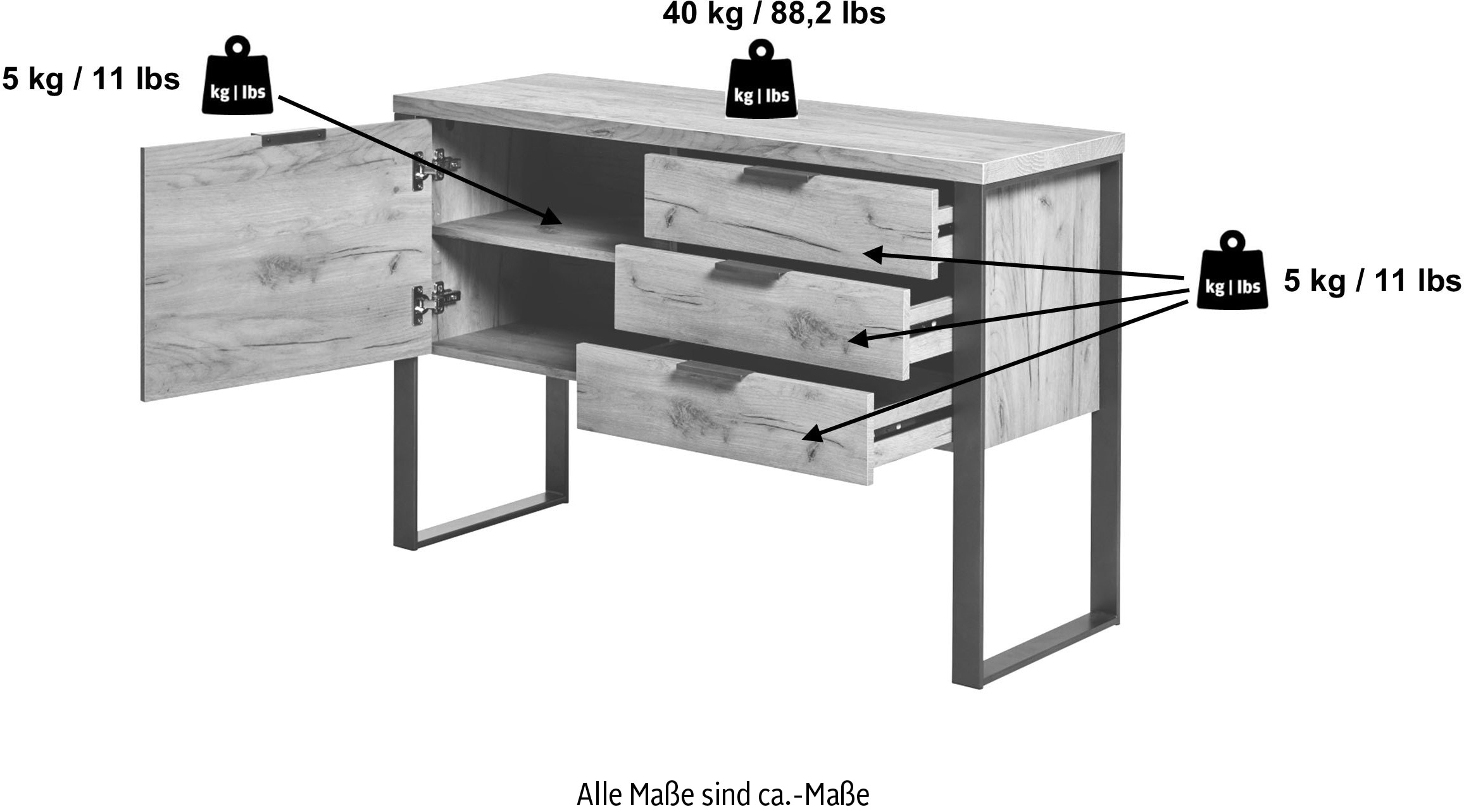Jahnke Sideboard »LOOP«, Breite ca. 119 cm