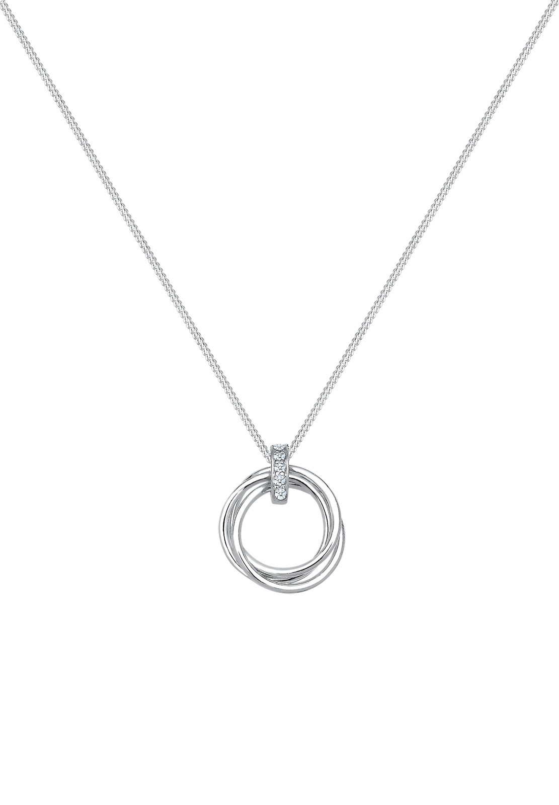 Elli DIAMONDS Silberkette »Halskette Kreis Trio Diamant (0.025 ct.) 925 Silber«