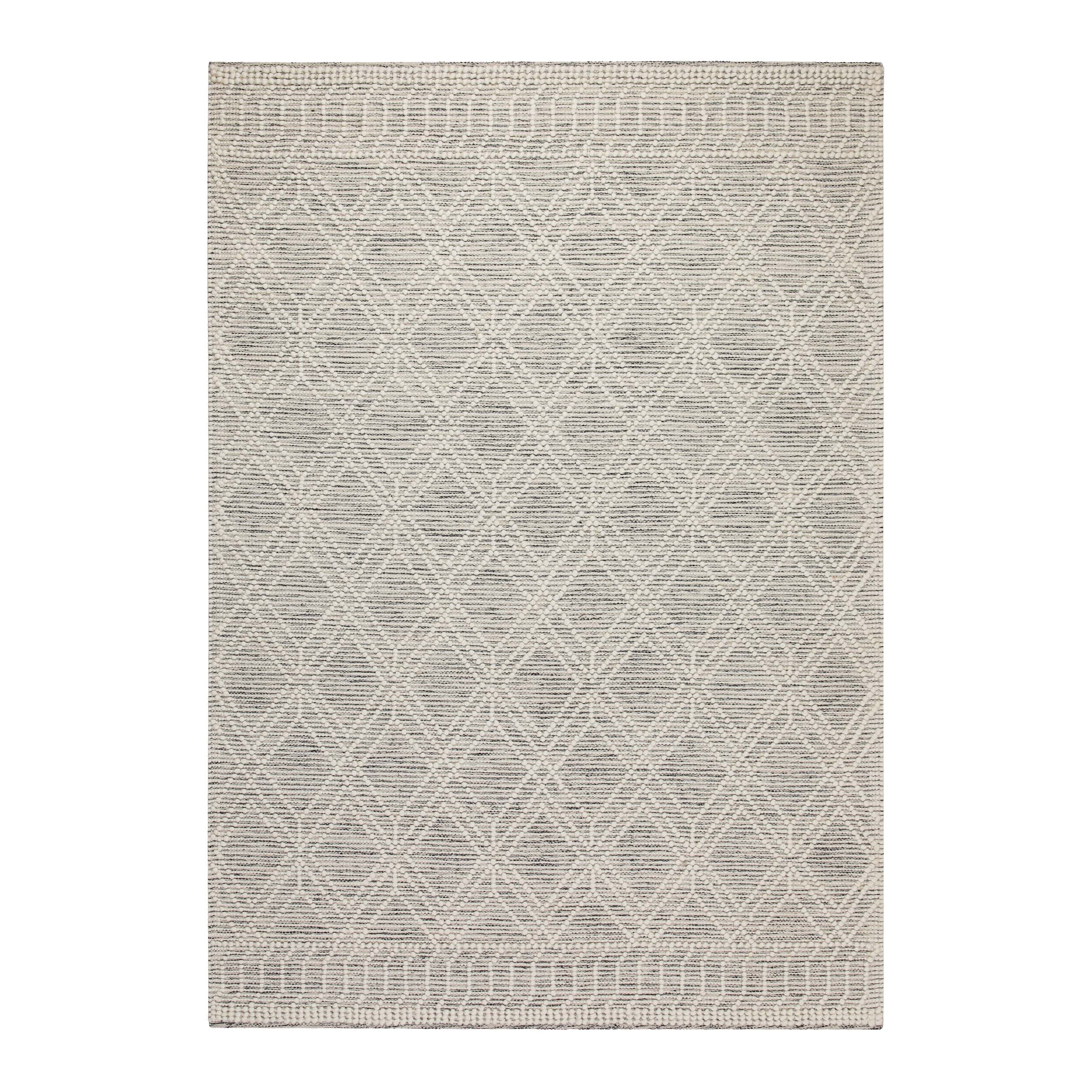 OTTO home Teppich »Eleena«, rechteckig, 8 mm Höhe, 70% Wolle, handgewebt, Raute, Hoch-Tief, Wohnzimmer, Naturfaser