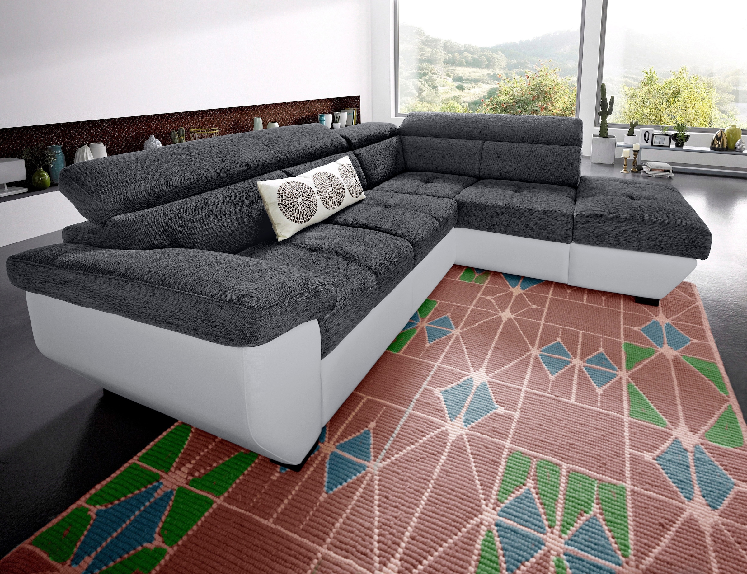 COTTA Polstergarnitur »Speedway L-Form«, (Set), Set bestehend aus: Ecksofa mit Kopfteilverstellung & Hocker
